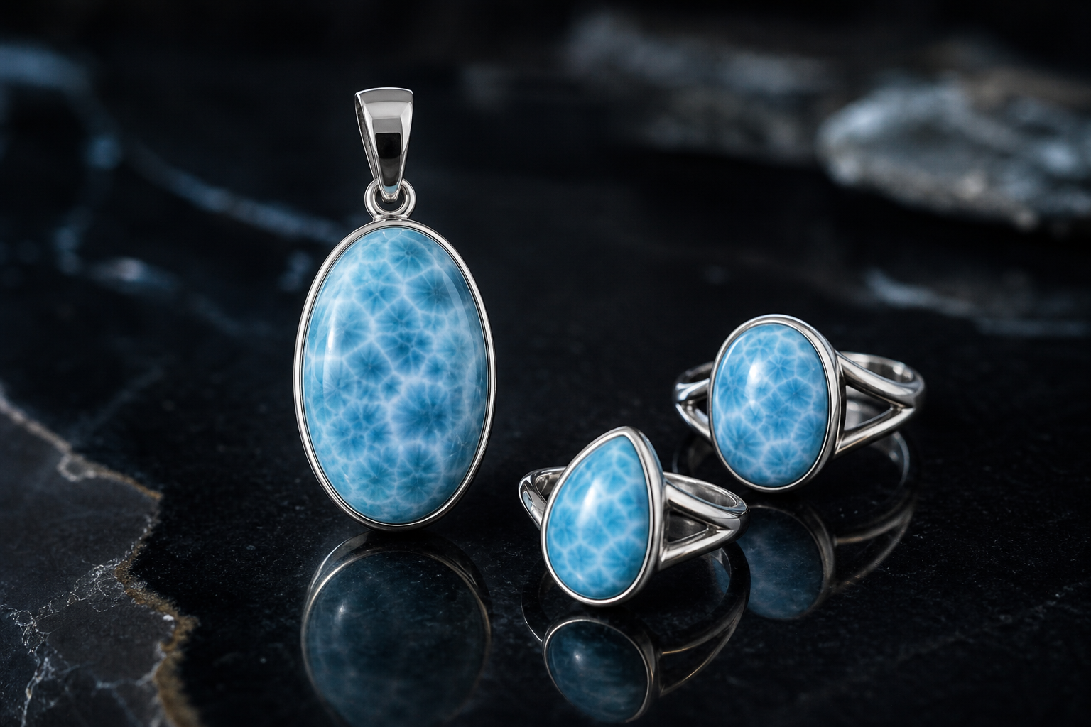 Larimar jewelry and stones from Caribbean Gemstones