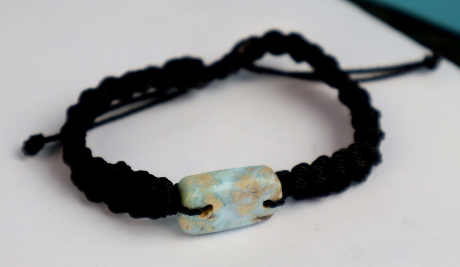 Rarest Natural Ocean Blue Larimar Bracelet Wristband adjustable cord – photo 7