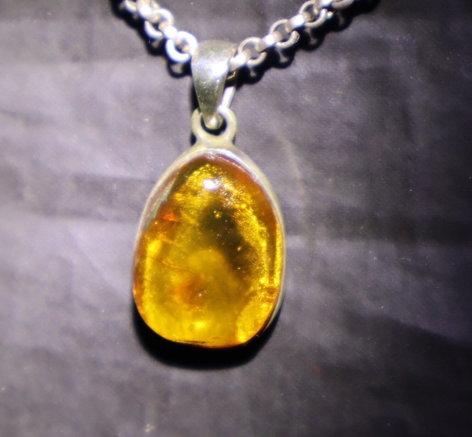 Beautiful Natural Clear Orange Amber .925 Sterling Silver Pendant 28mm – photo 5