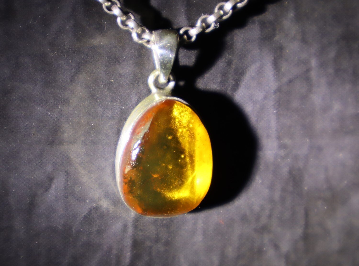 Beautiful Natural Clear Orange Amber .925 Sterling Silver Pendant 28mm – photo 7