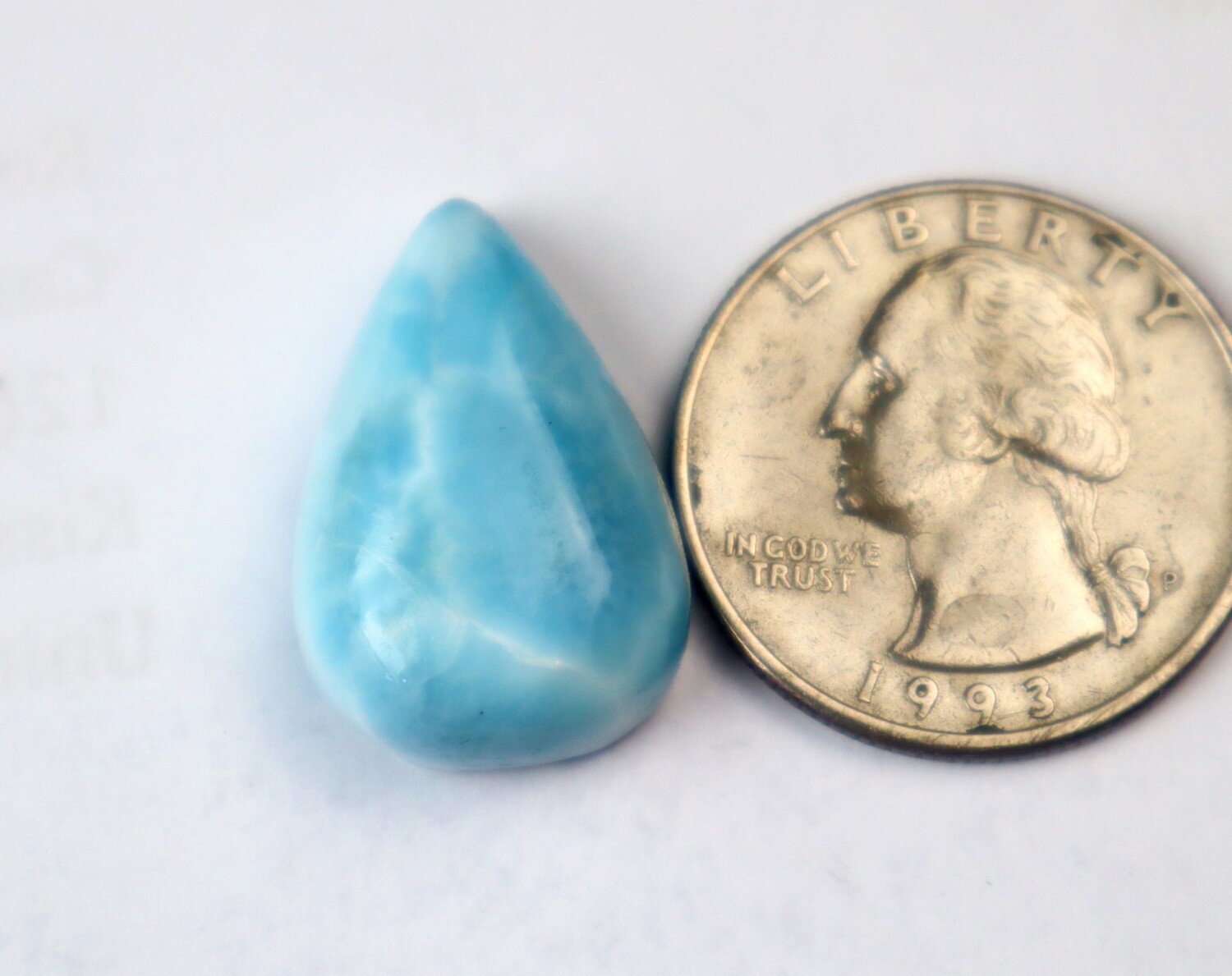 Exquisite Dominican Natural Sky Blue Larimar Teardrop Cabochon 24mm – photo 5