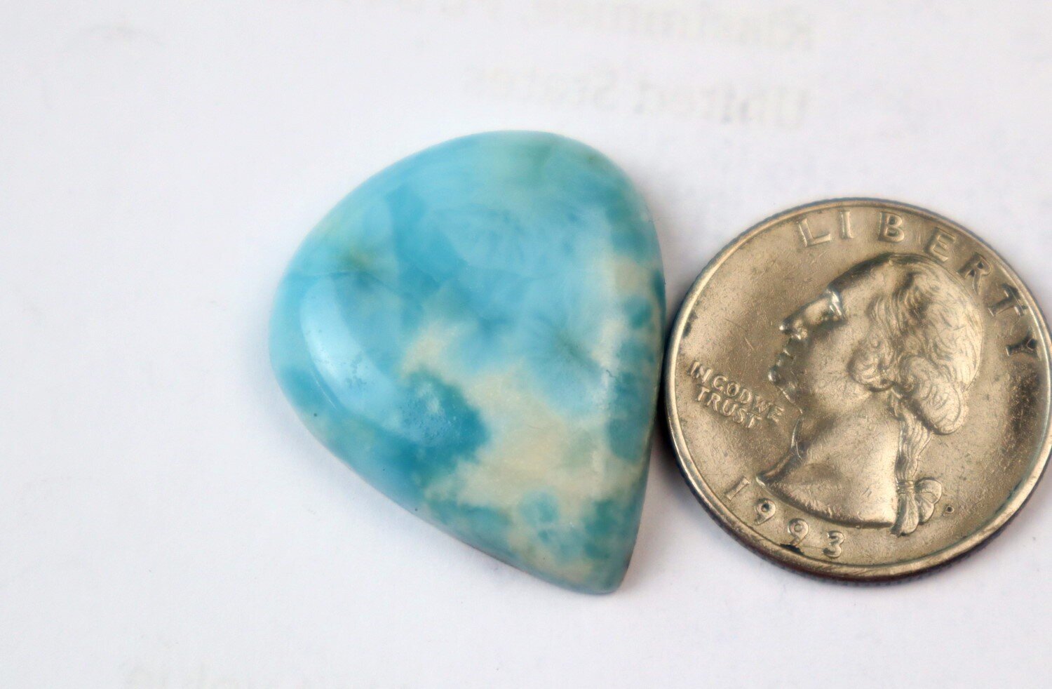 Exquisite Natural Sky Blue Larimar Cabochon 30mm – photo 3