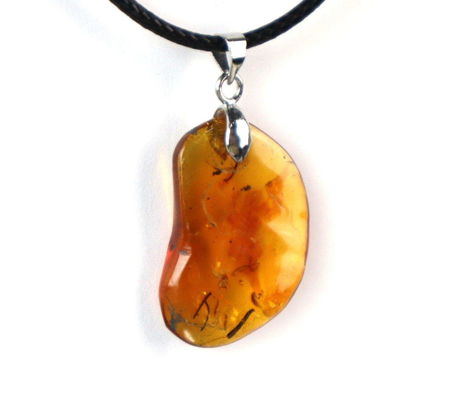 Charming Design Natural Clear Orange Amber Fossil inclusion Necklace adjustable – photo 5