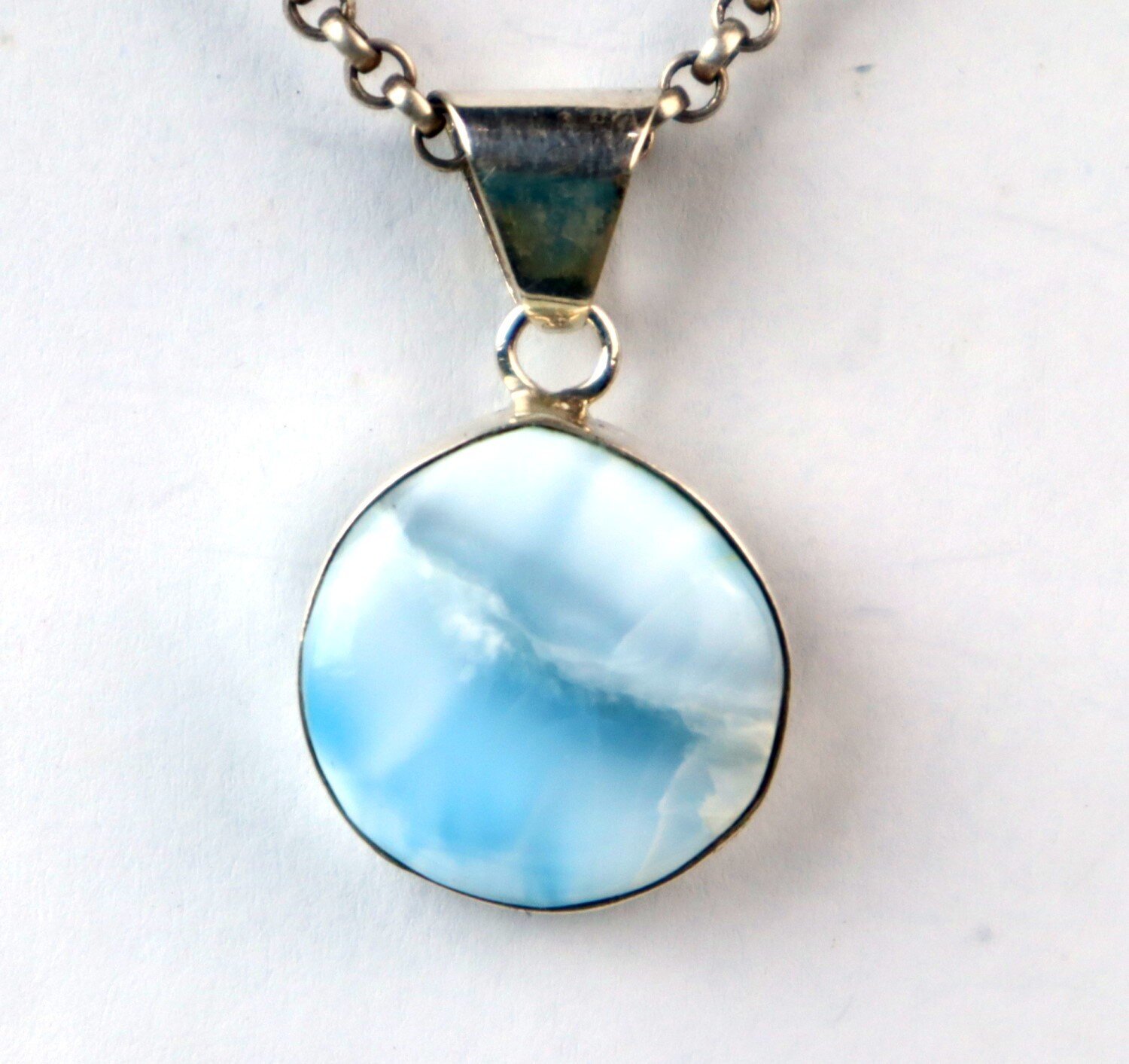 Hochwertiger Larimar Anhänger aus 925 Sterling Silber – Ozeanblau, Handgefertigt – photo 6
