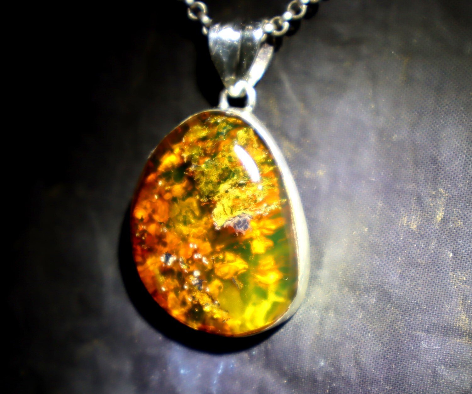 Rare Quality Golden Orange Amber 925 Sterling Silver Freeform Pendant 42mm – photo 4