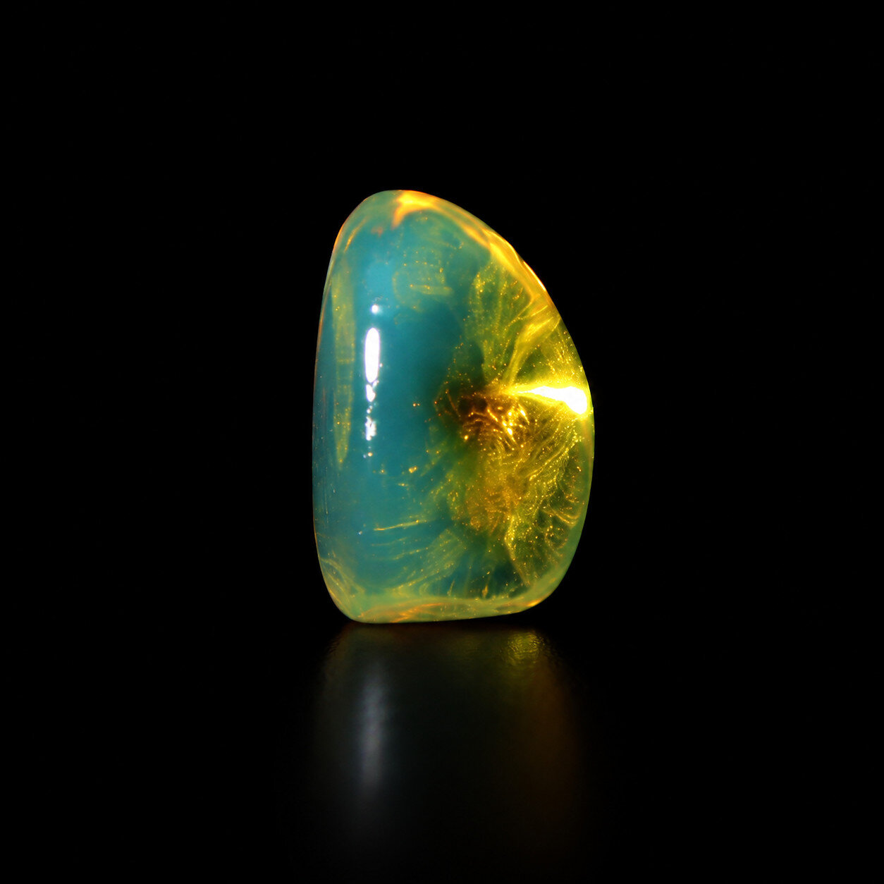Handcrafted Natural Blue Amber Polished Stone 13mm