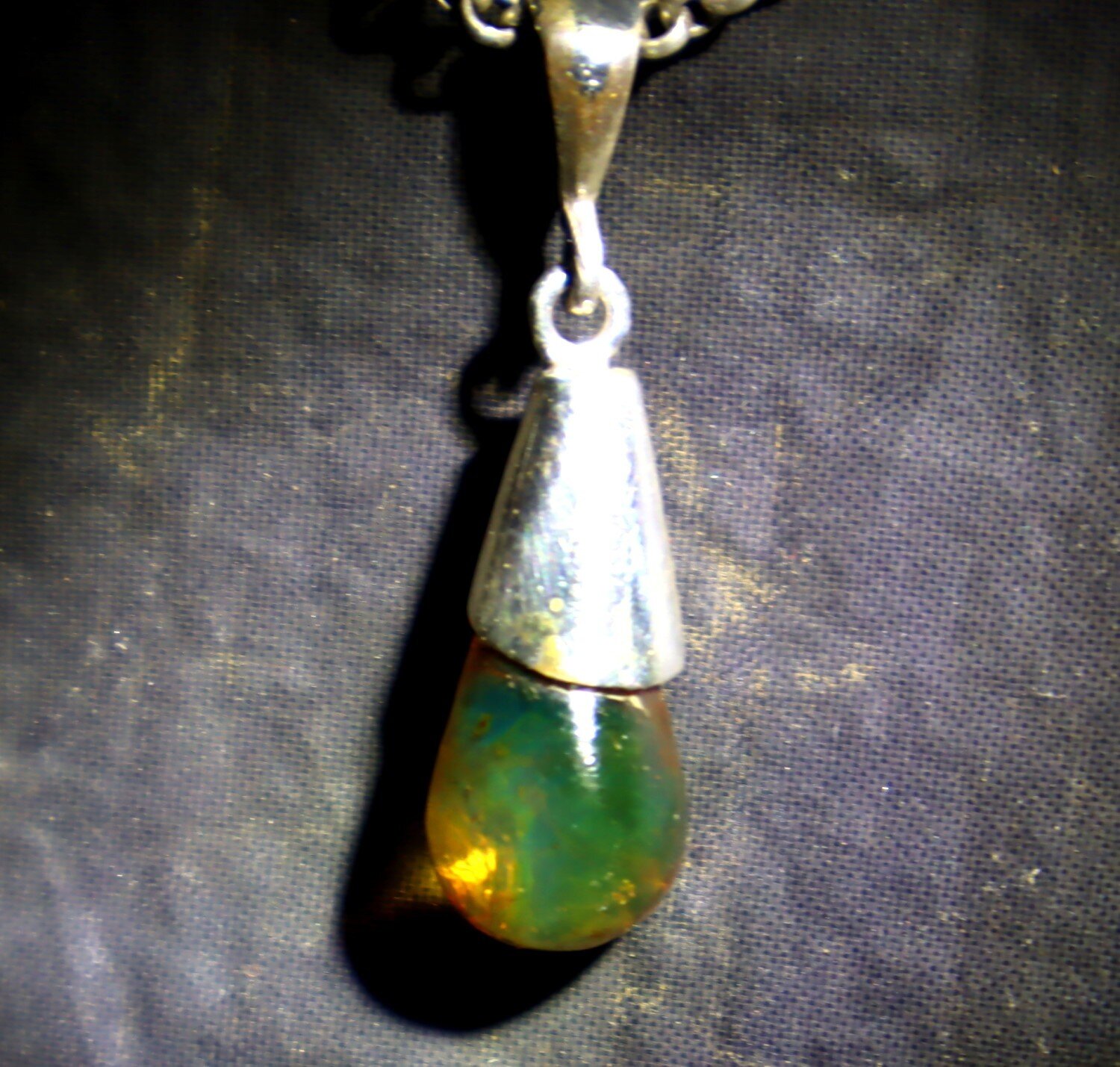 Polished Statement Deep Green Amber 925 Sterling Silver Teardrop Pendant 35mm – photo 4