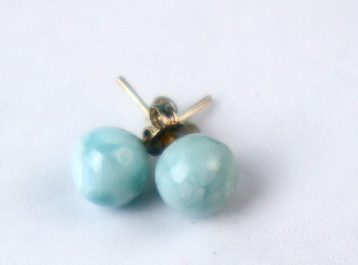 Genuine Dominican Blue Larimar Unique 925 Sterling Silver Earrings 0.4 Inch 1.9g – photo 8