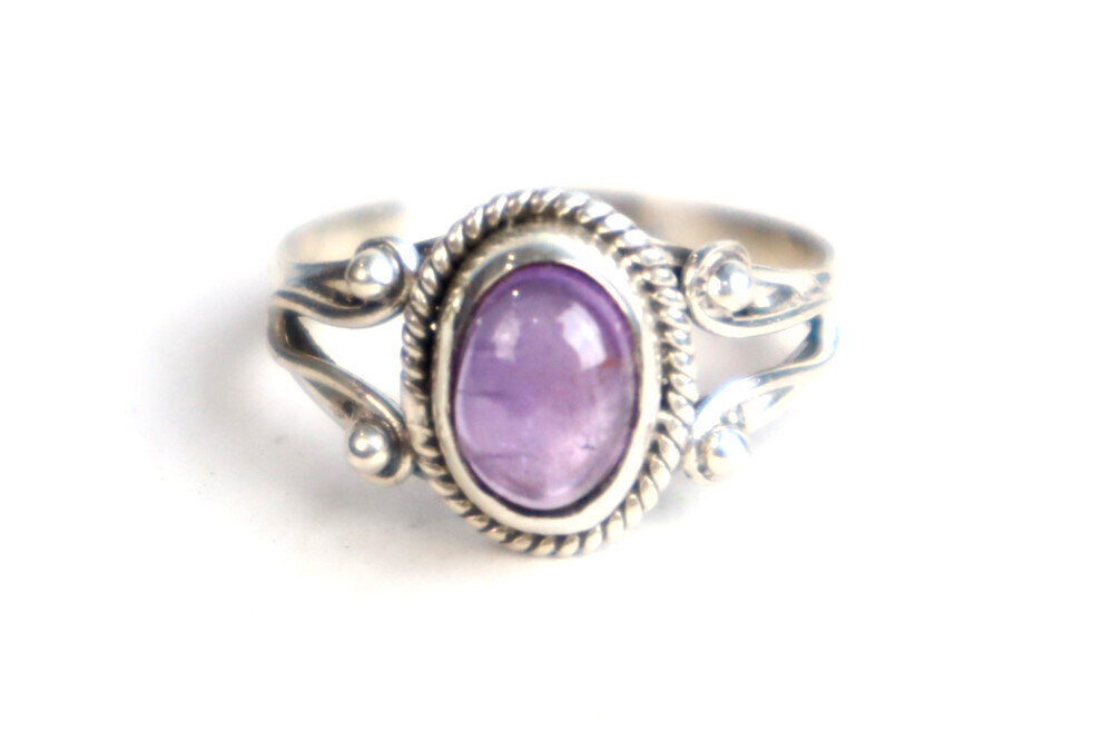 Natural Clear Deep Purple Amethyst .925 Sterling Silver Ring #6.5 – photo 4