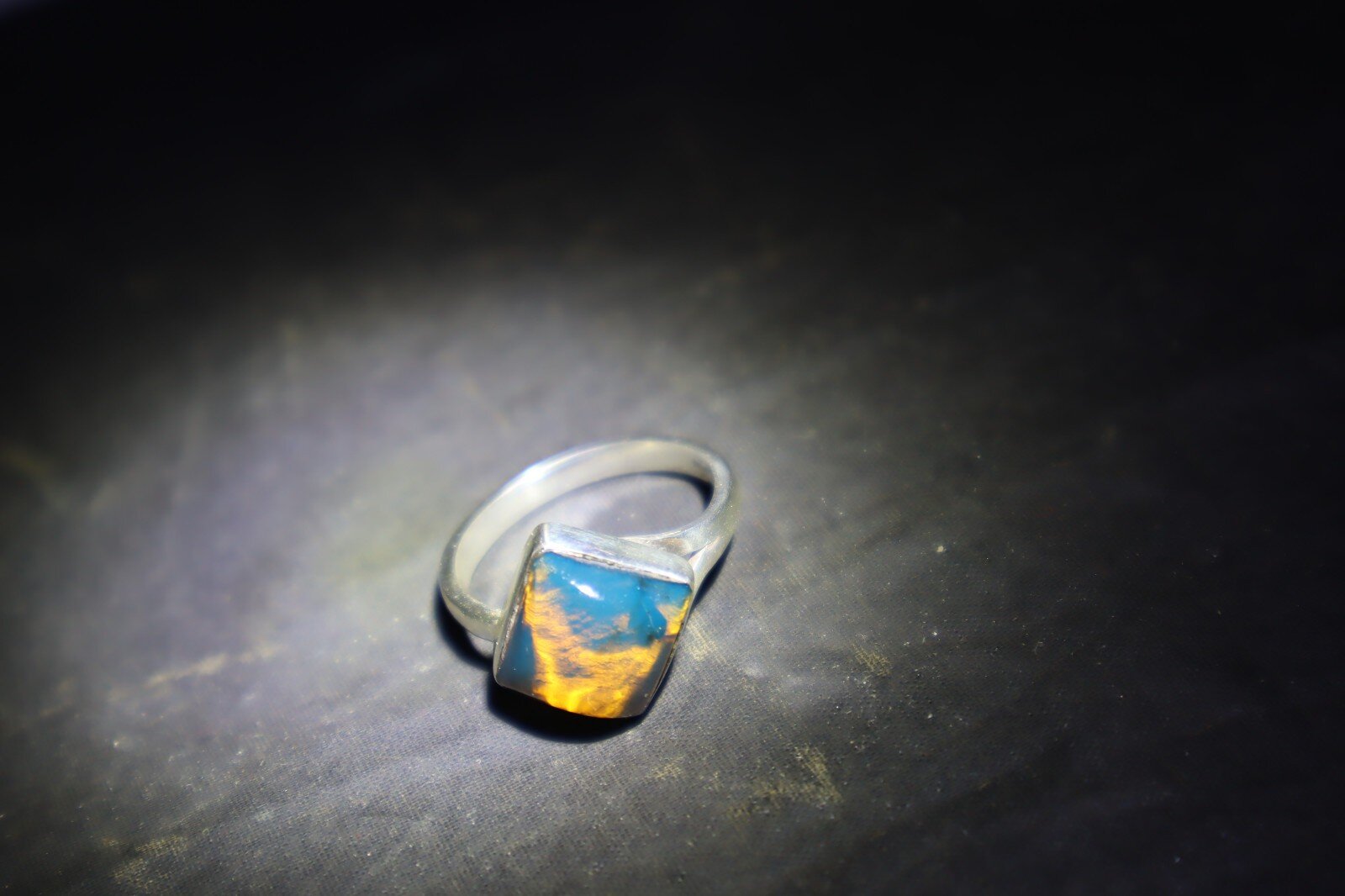 Gift Genuine Blue Amber 925 Sterling Silver Square Ring US#8.25 – photo 10