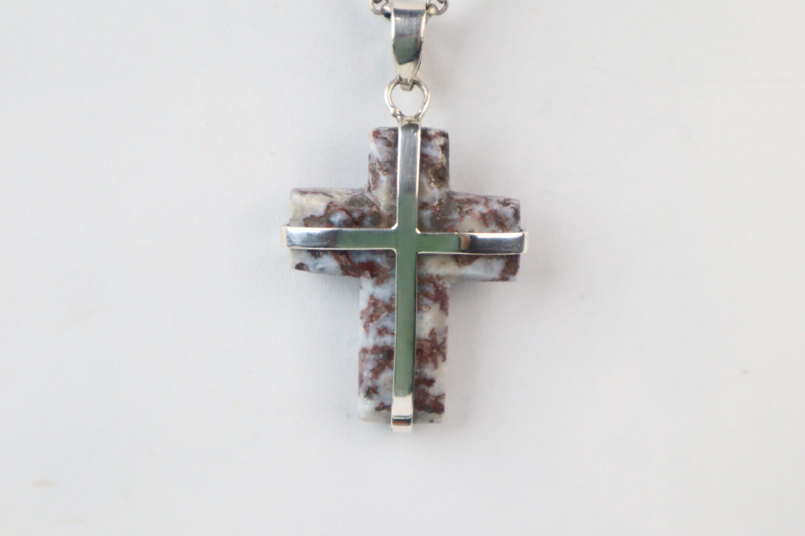 Red Blue Larimar solid 925 Sterling Silver Cross Pendant 48mm – photo 4