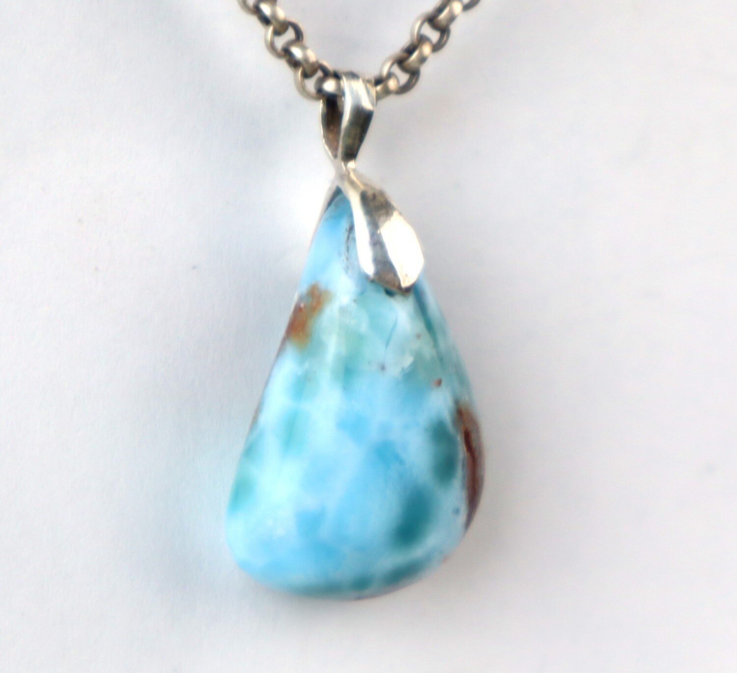 Larimar Blue Sterling Silver Pendant 33mm – photo 7
