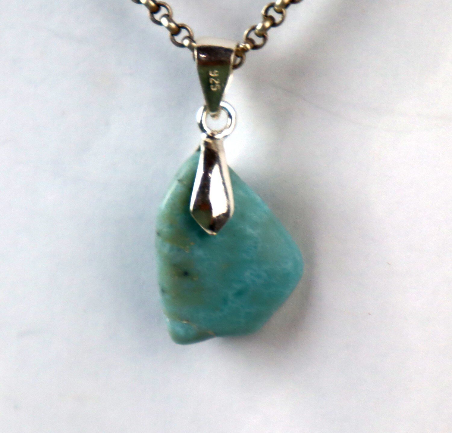 Beautiful Natural Sky Blue Larimar .925 Sterling Silver Pendant 32mm – photo 7
