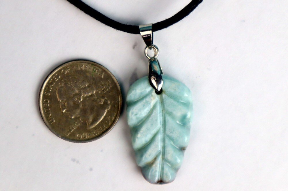 Beautiful Natural Light Blue Larimar Necklace adjustable free leather cord – photo 9