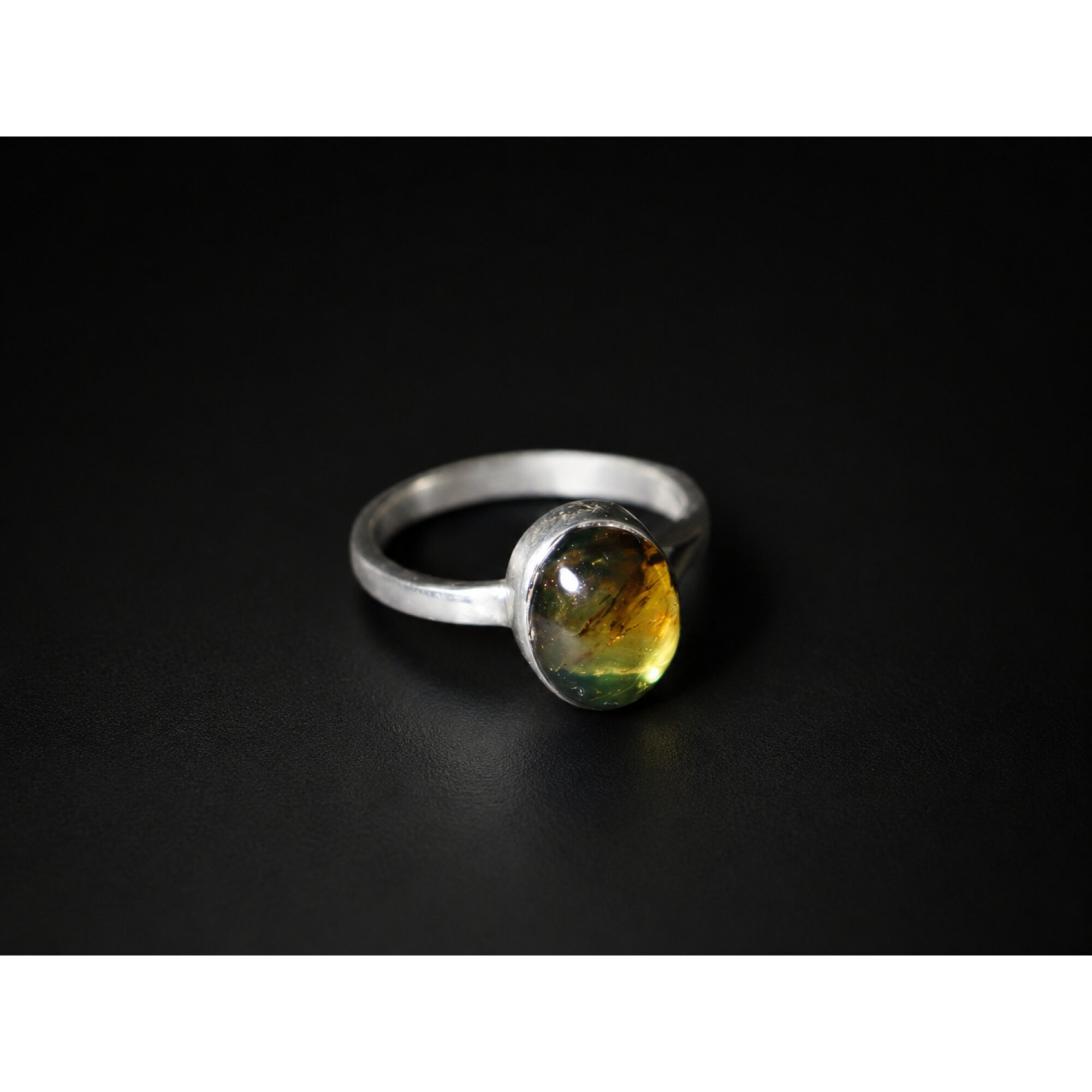Ocean Inspired Clear Light Green Dominican Amber 925 Sterling Silver Ring #6.25 – photo 5