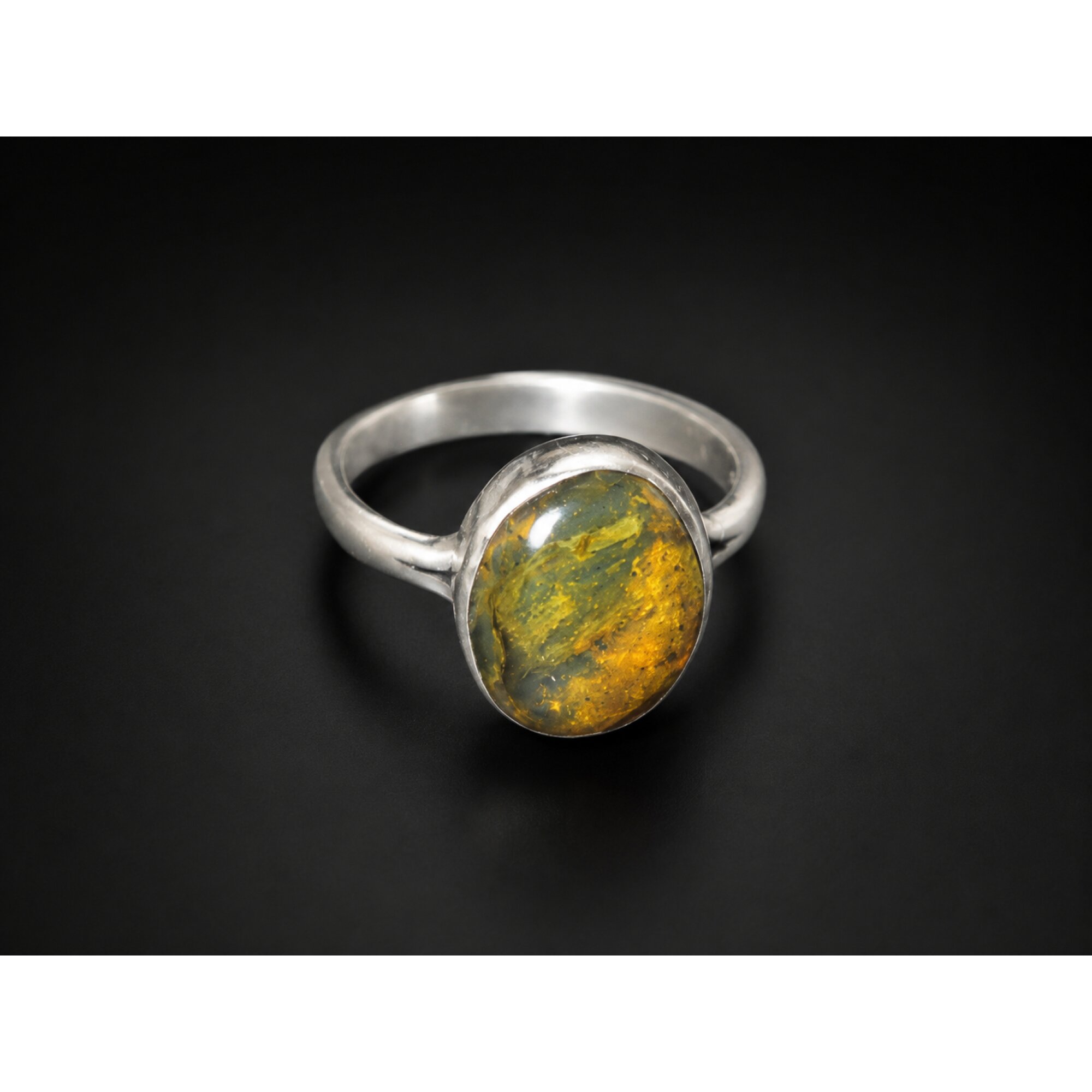 Artisan Jewelry Clear Brown Yellow Dominican Amber 925 Sterling Silver Ring #5.75 – photo 3