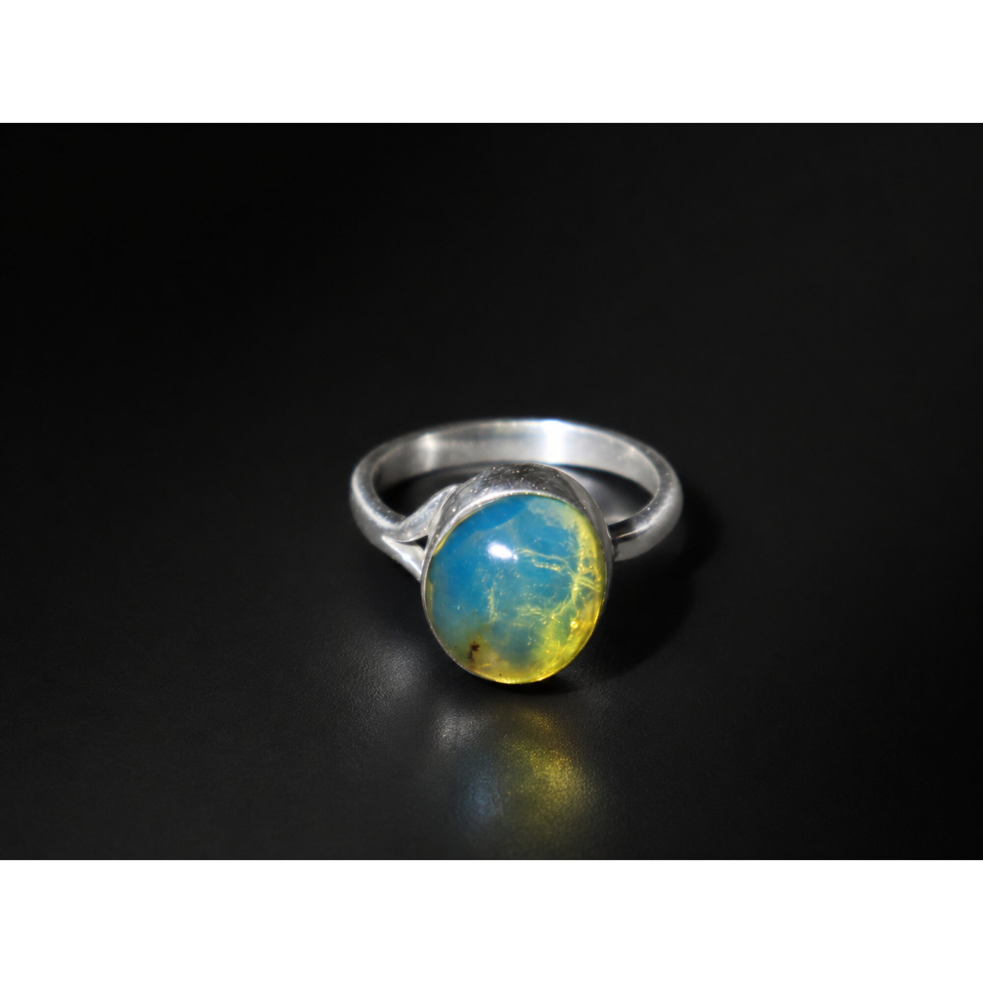 Natural Dominican Blue Amber Ring 925 Sterling Silver Size 6 Jewelry Clear – photo 2