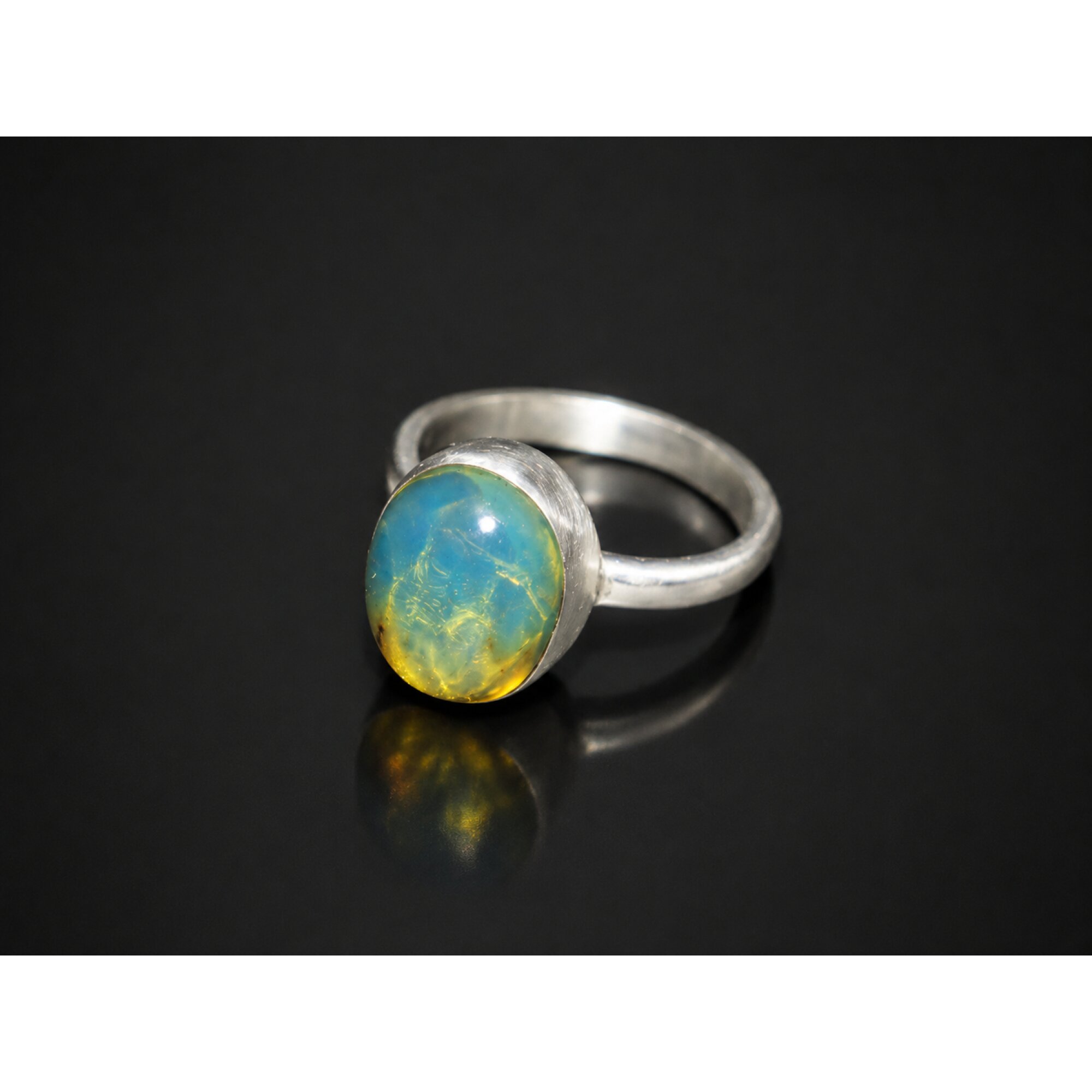 Natural Dominican Blue Amber Ring 925 Sterling Silver Size 6 Jewelry Clear – photo 3