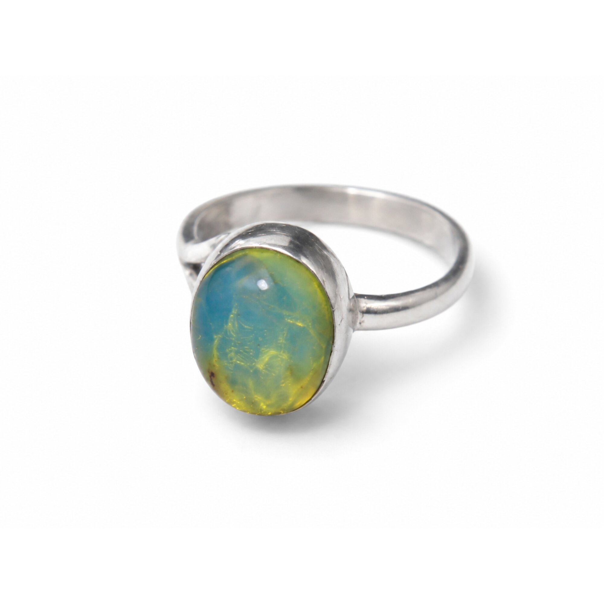 Natural Dominican Blue Amber Ring 925 Sterling Silver Size 6 Jewelry Clear – photo 5