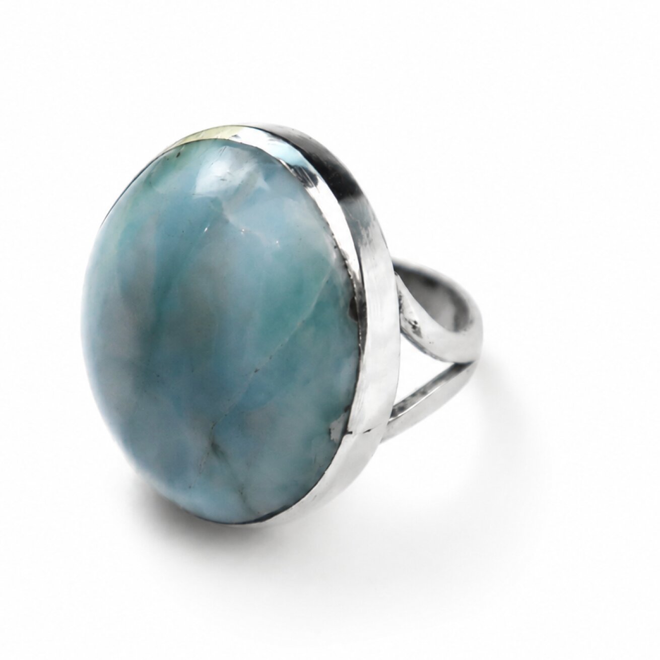 Handmade Sky Blue Larimar 925 Sterling Silver Ring #6.5 – photo 2