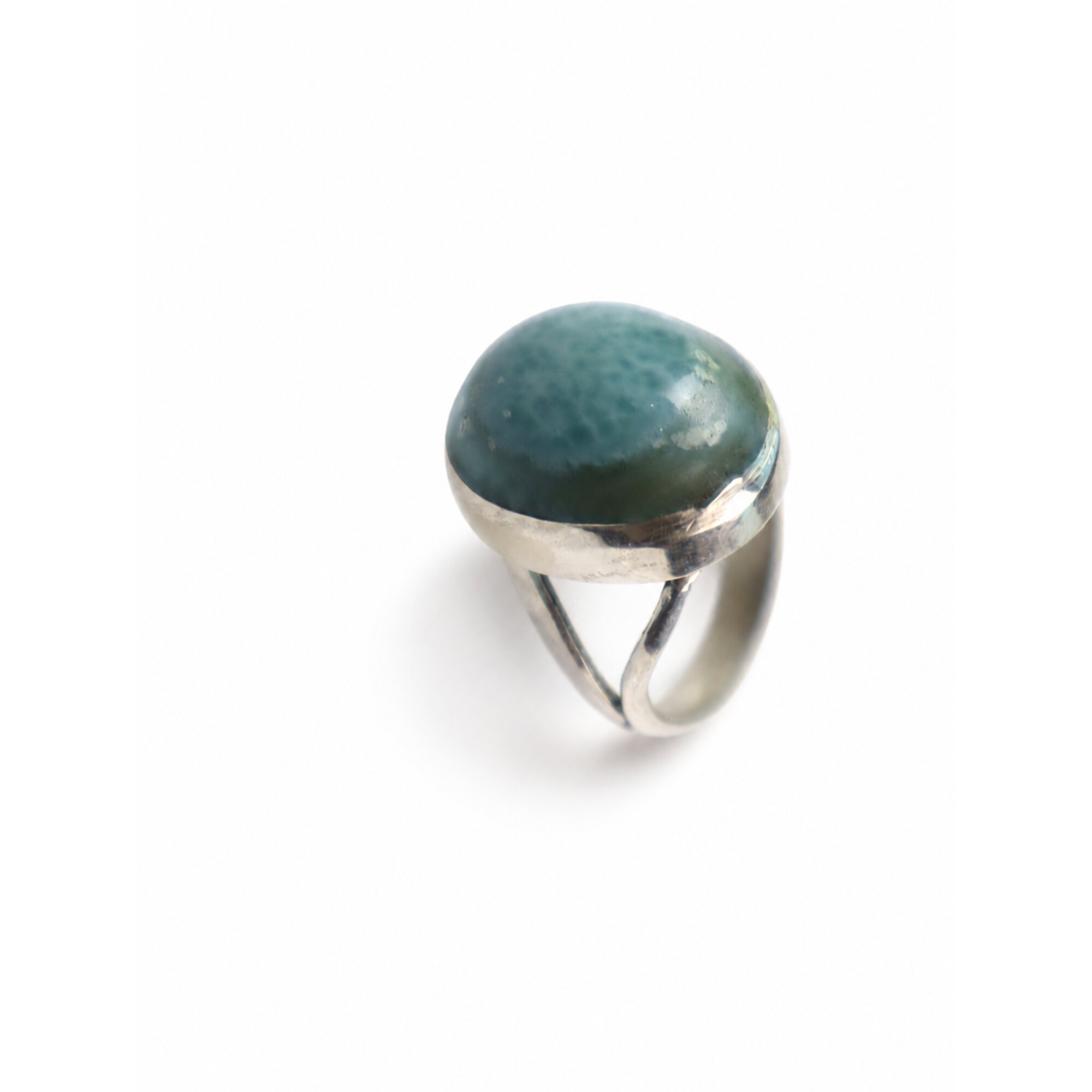 Pure Natural Sea Blue Larimar 925 Sterling Silver Ring #8.5 – photo 4