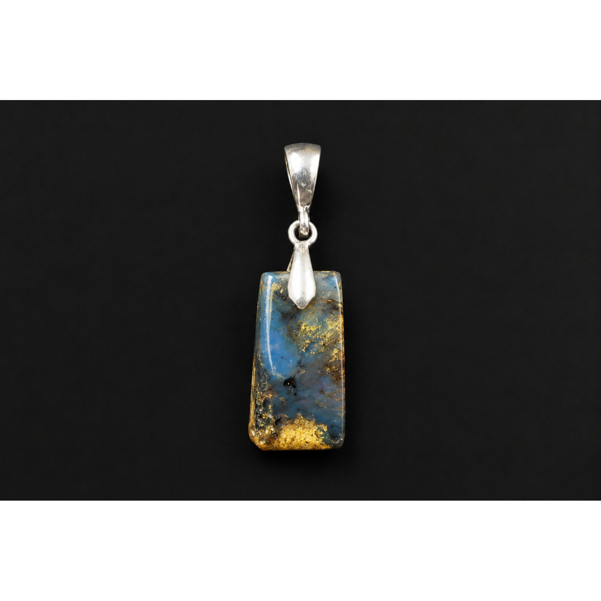 Artisan Made Translucent Deep Blue Dominican Amber 925 Sterling Silver Pendant – photo 3