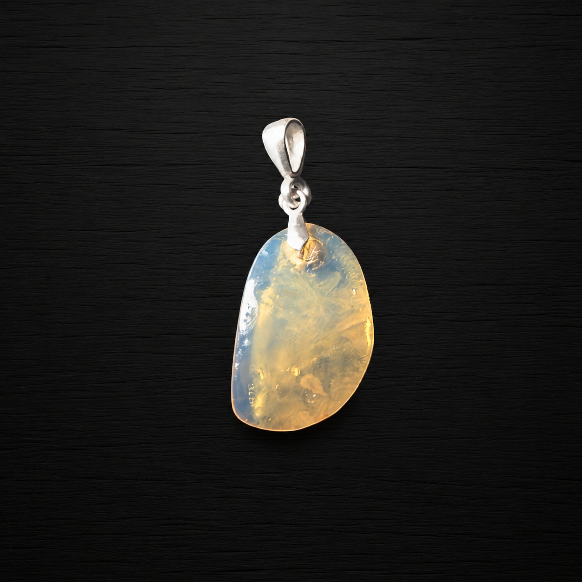 Island Crafted Clear Sky Blue Dominican Amber 925 Sterling Silver Pendant 35mm – photo 3