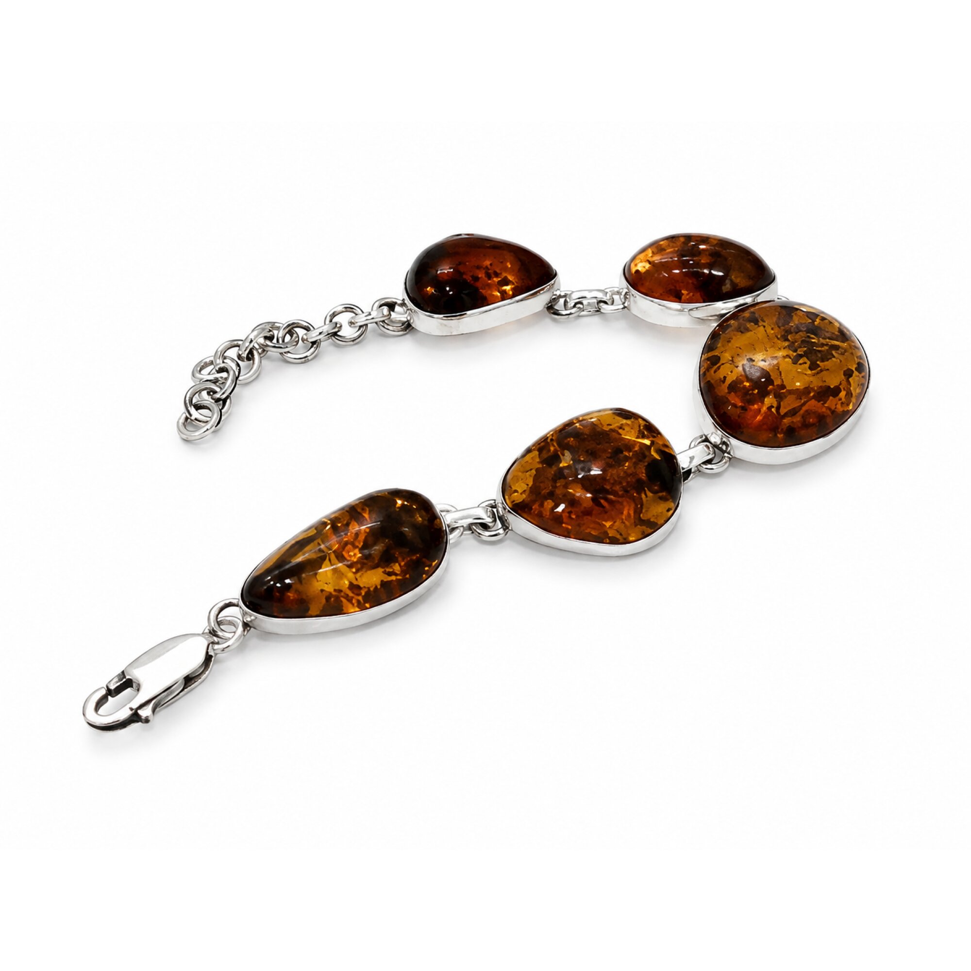 One of a Kind Translucent Dark Blue Dominican Amber 925 Sterling Silver Bracelet 6.5 Inch – photo 2