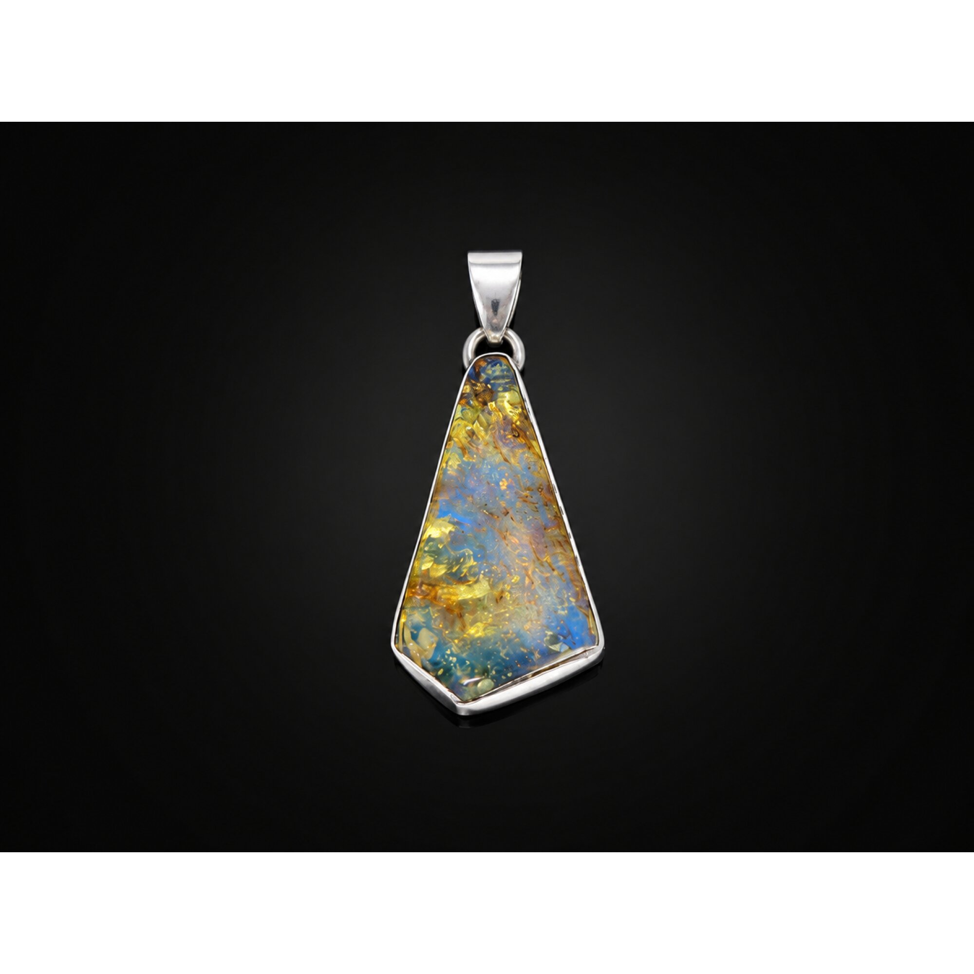 Unique Translucent Yellow Blue Dominican Amber 925 Sterling Silver Pendant 40mm – photo 3