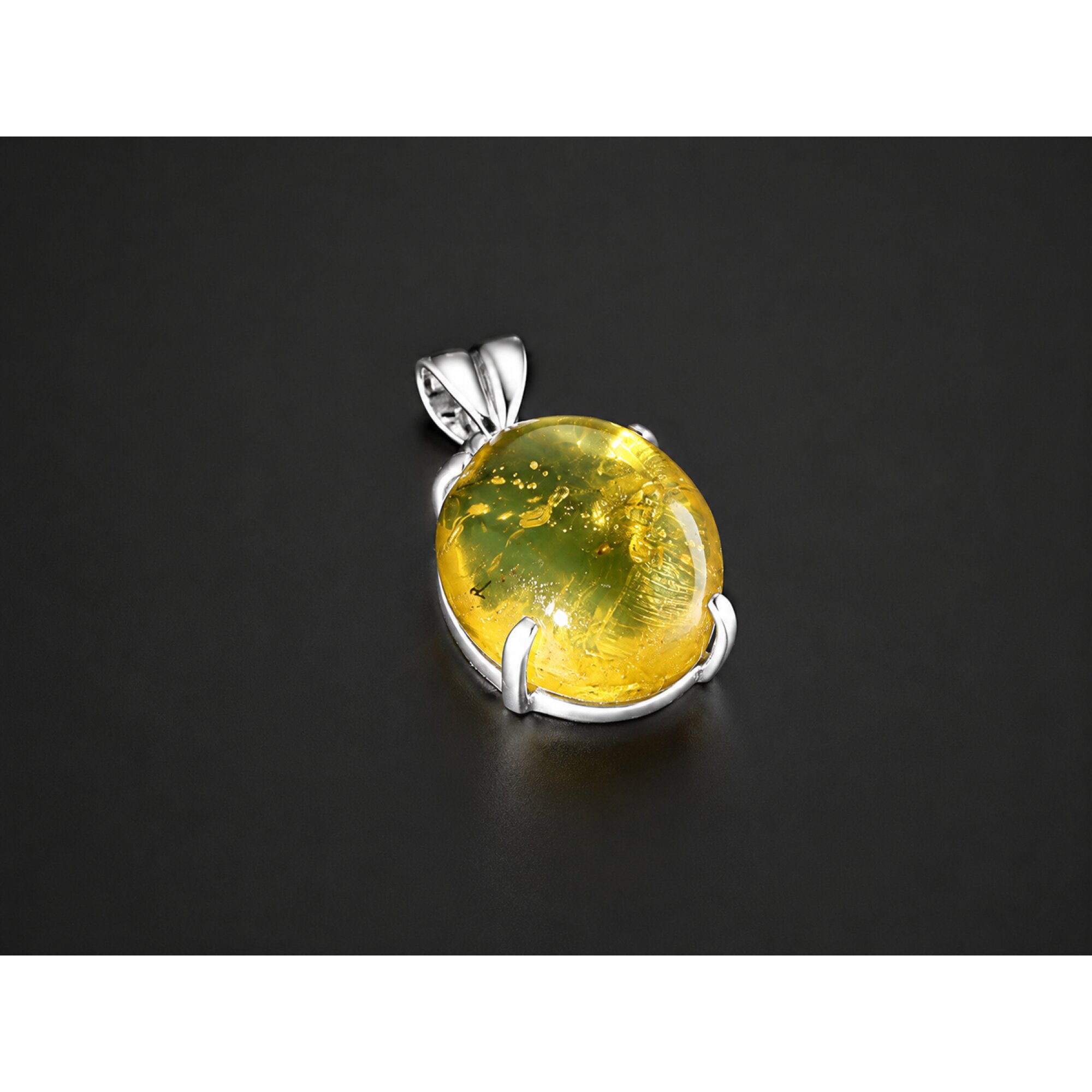 Handmade Clear Wasp Dominican Amber 925 Sterling Silver Fossils 32mm 4.4g – photo 4