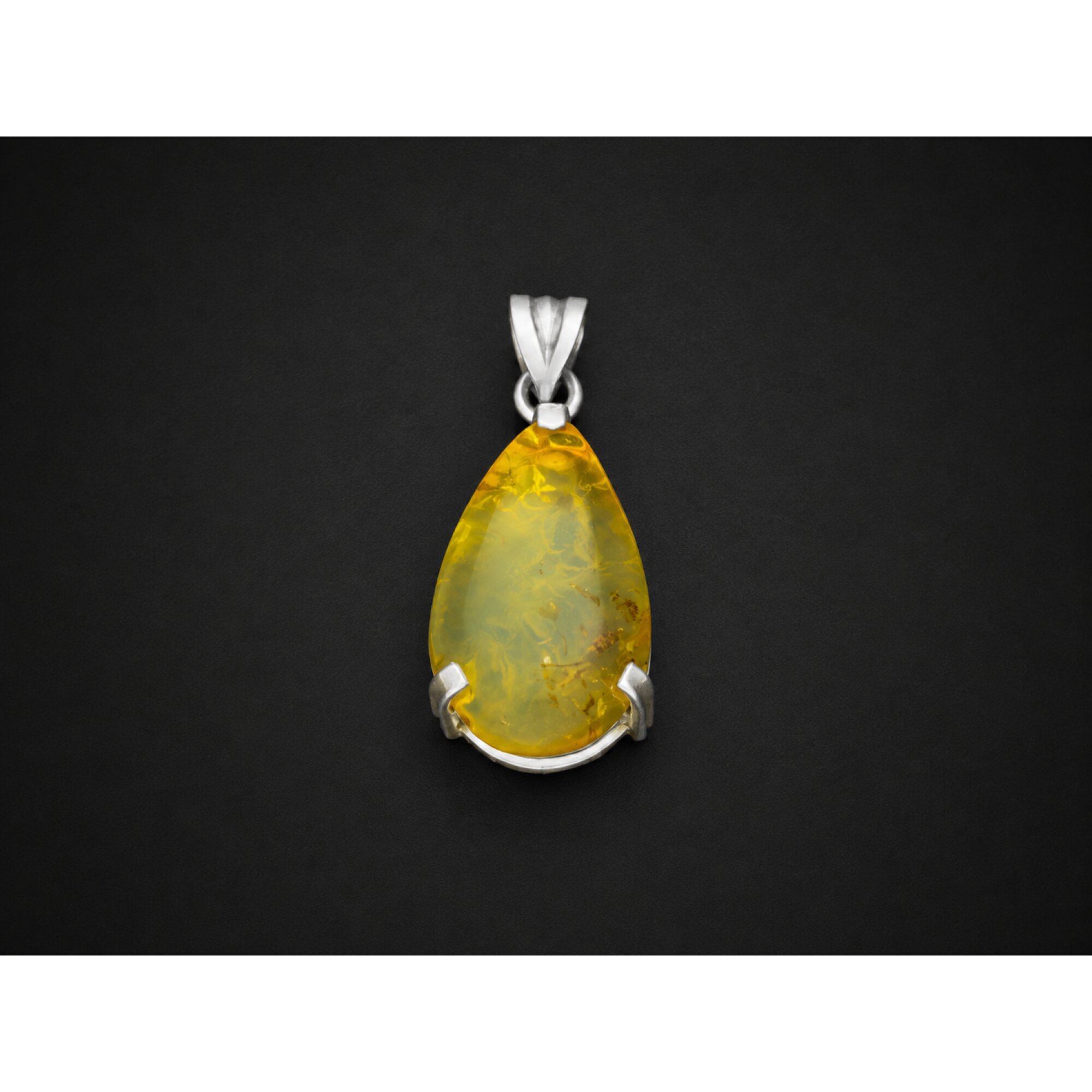 Organic Beauty Clear Ant Dominican Amber 925 Sterling Silver Pendant
