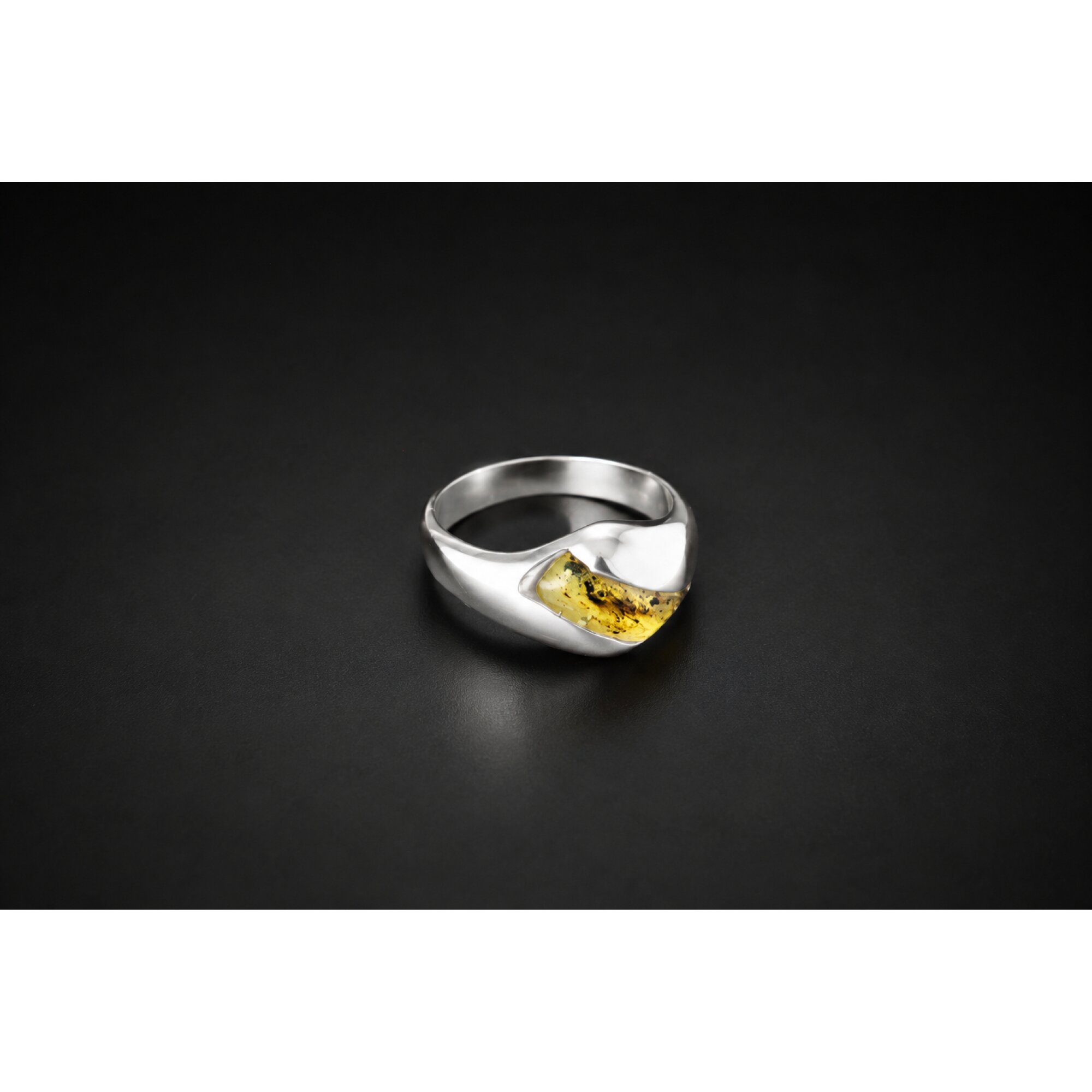 Timeless Clear Yellow Dominican Amber 925 Sterling Silver Ring #7 – photo 2