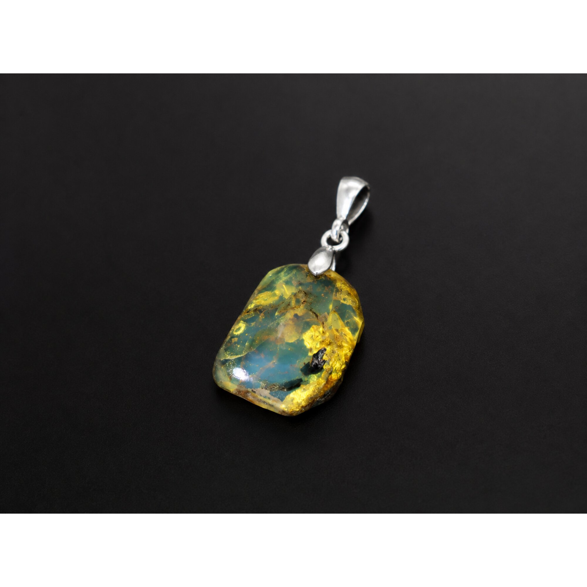 Expertly Crafted Clear Royal Blue 925 Sterling Silver Dominican Amber Pendant 32 – photo 4
