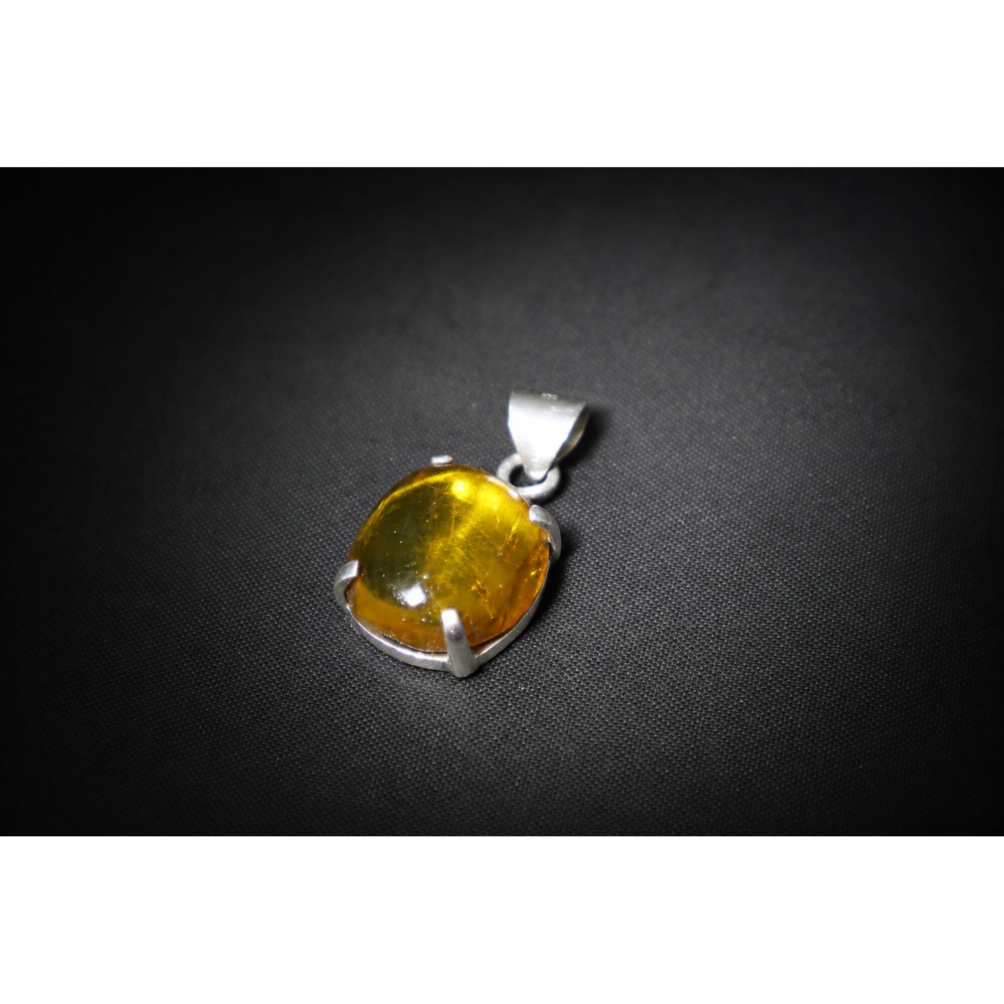 Clear yellow Natural Dominican Amber oval 925 Sterling Inclusion Specimen 16 mm – photo 3