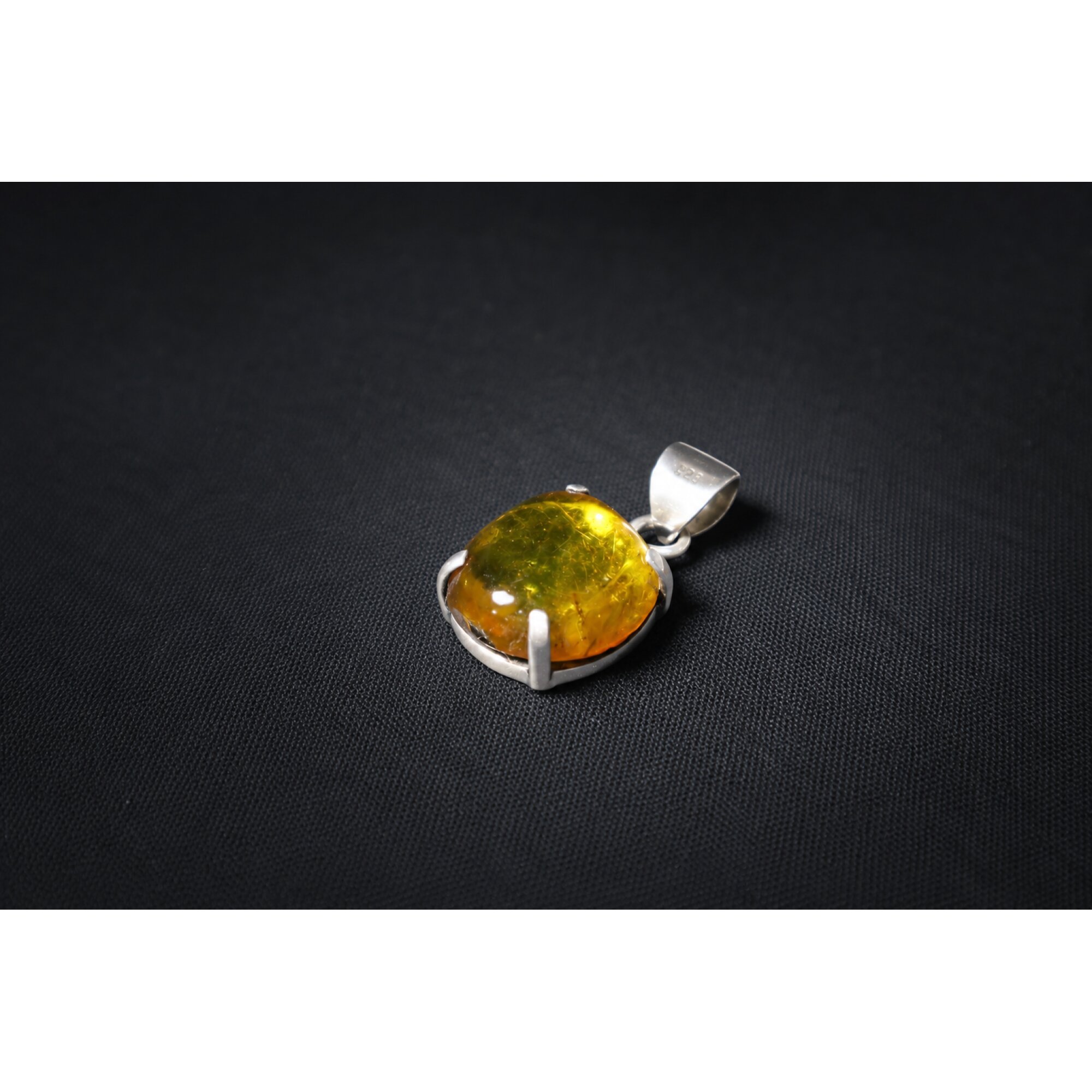 Clear yellow Natural Dominican Amber oval 925 Sterling Inclusion Specimen 16 mm – photo 4