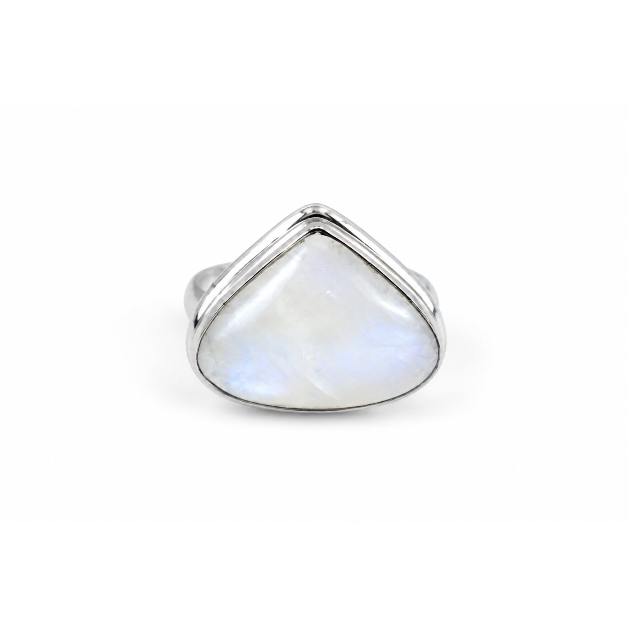 Crystal Clear purple white moonstone heart 925 Sterling Silver Ring Size 8.25 – photo 2