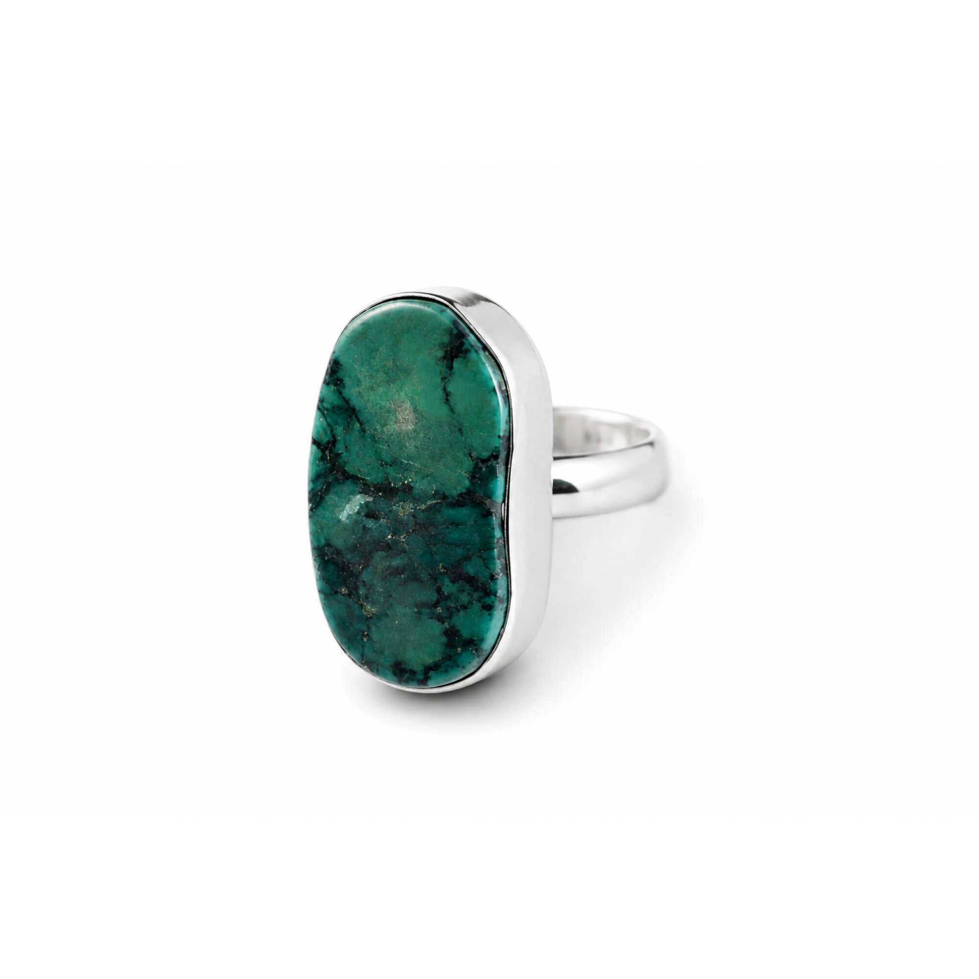 Opaque deep green Turquoise oval 925 Sterling Silver Ring Size 9.00 – photo 4
