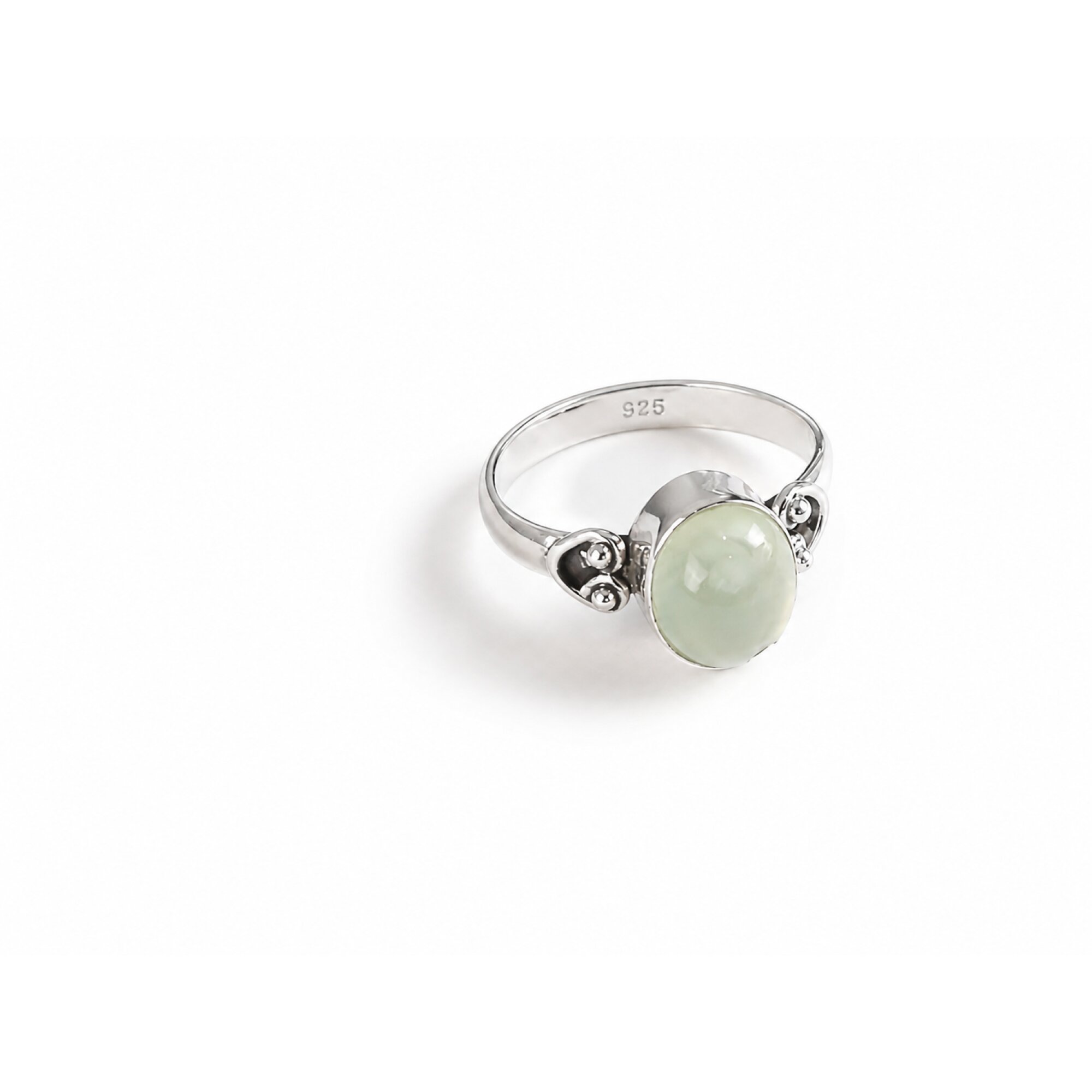 Clear light green Prehnite oval 925 Sterling Silver Ring Size 8.50 – photo 7
