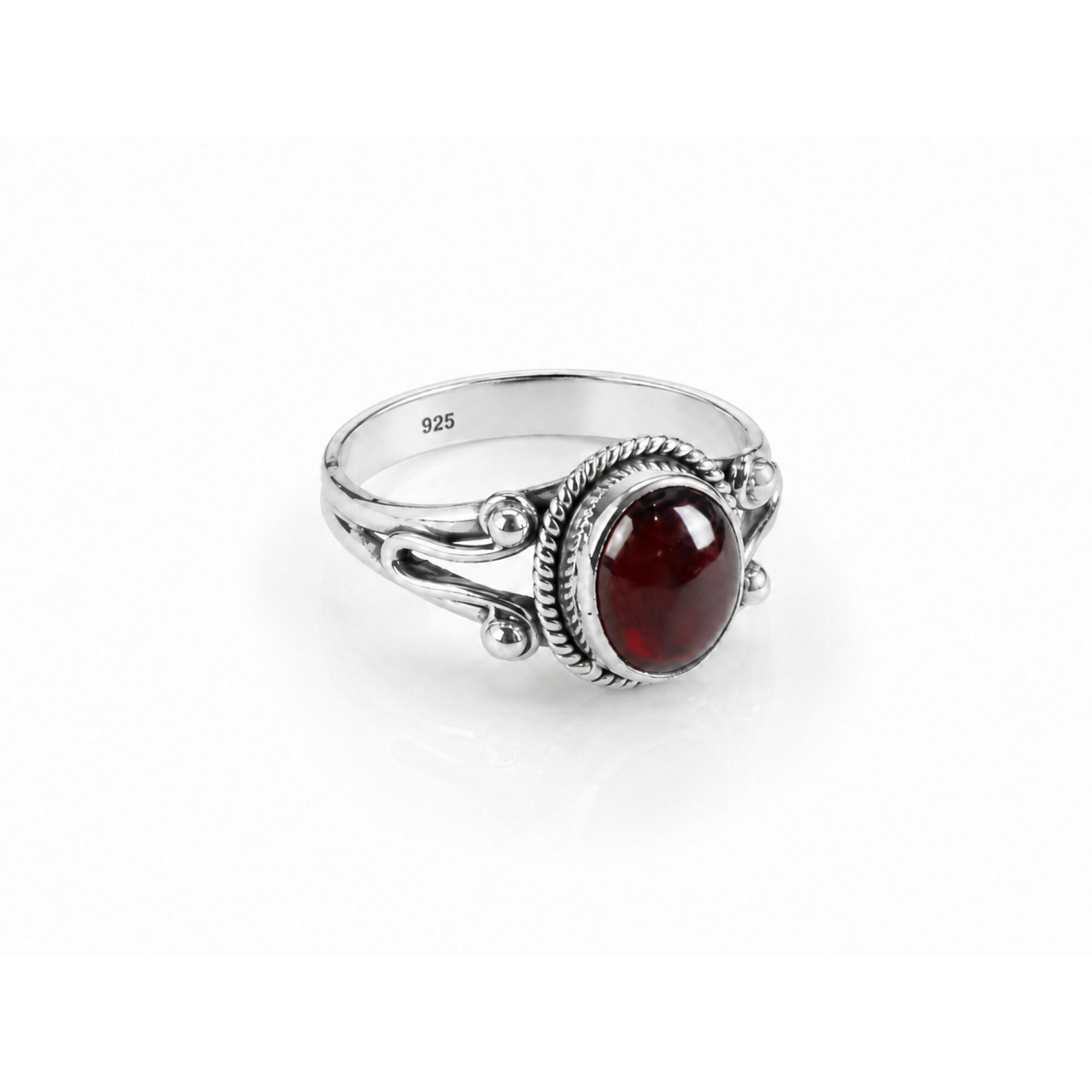 Clear deep red Garnet oval 925 Sterling Silver Ring Size 6.75 – photo 3