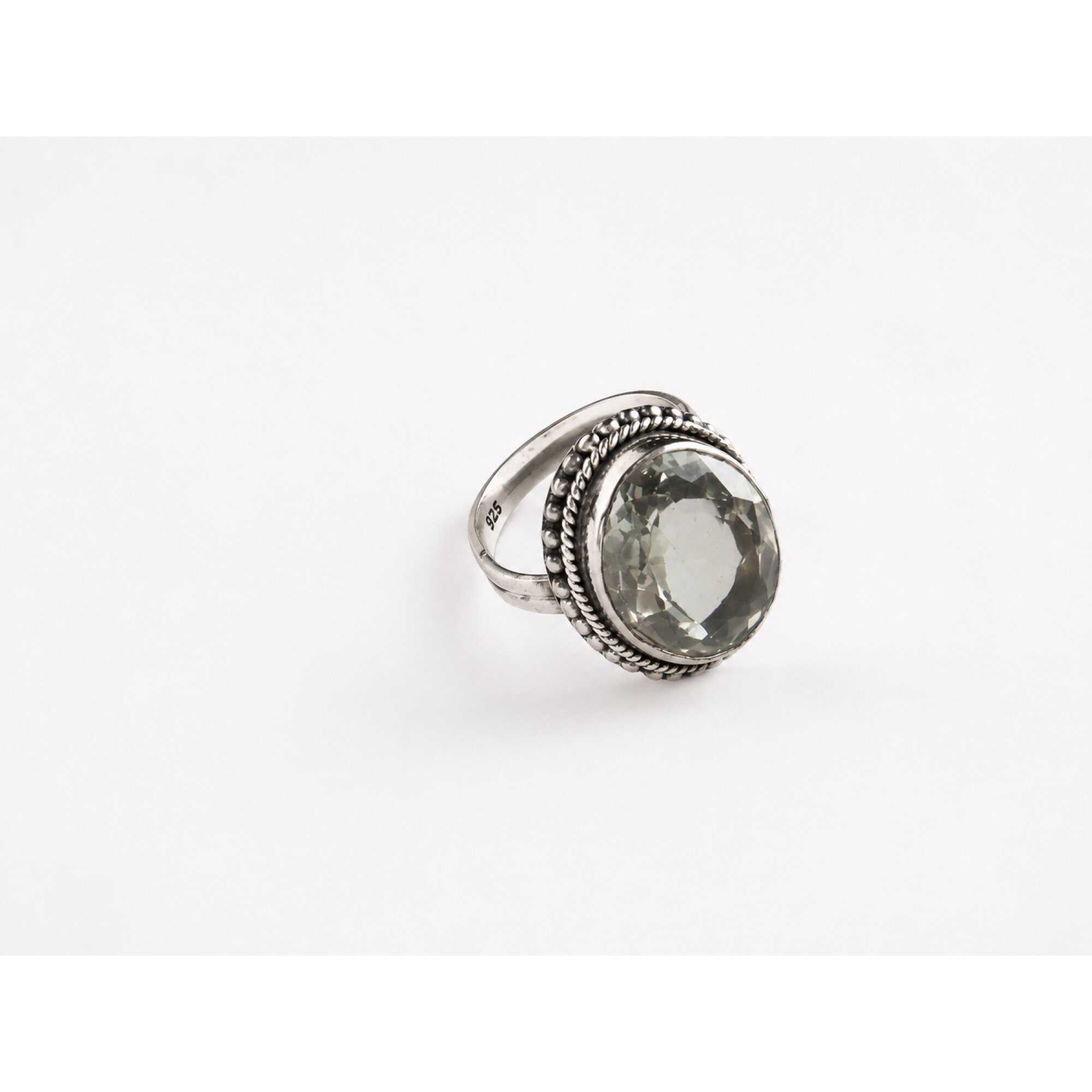 Clear green Natural Amethyst Prasiolite oval 925 Sterling Silver Ring Size 5.00 – photo 2