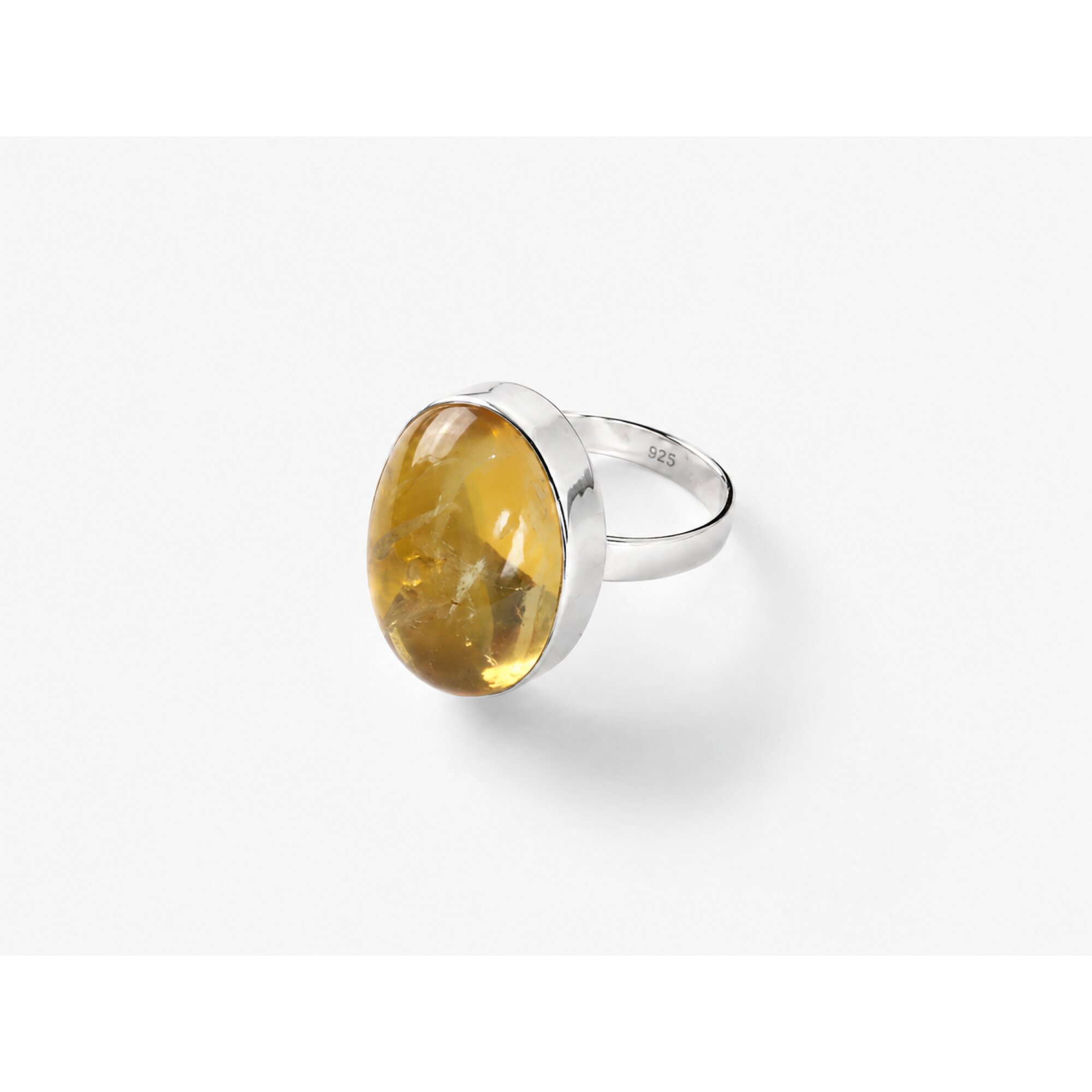 Clear golden Natural Rutilated Quartz oval 925 Sterling Silver Ring Size 6.75 – photo 6