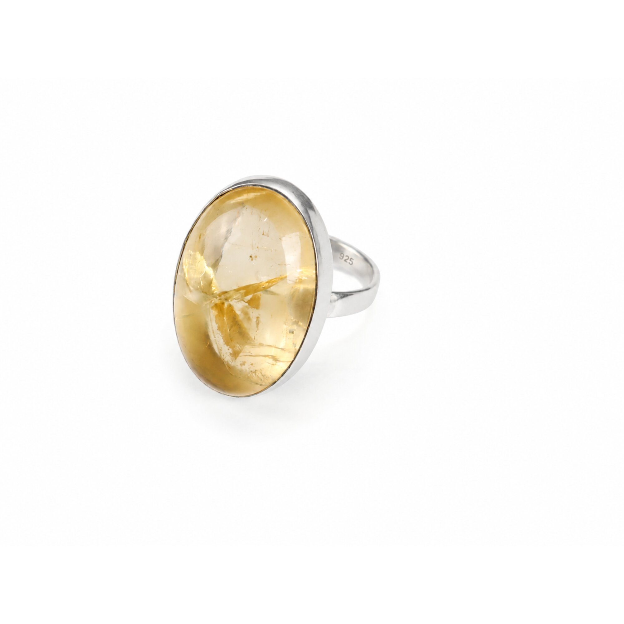 Clear yellow Natural Citrine oval 925 Sterling Silver Ring Size 7.25 – photo 6
