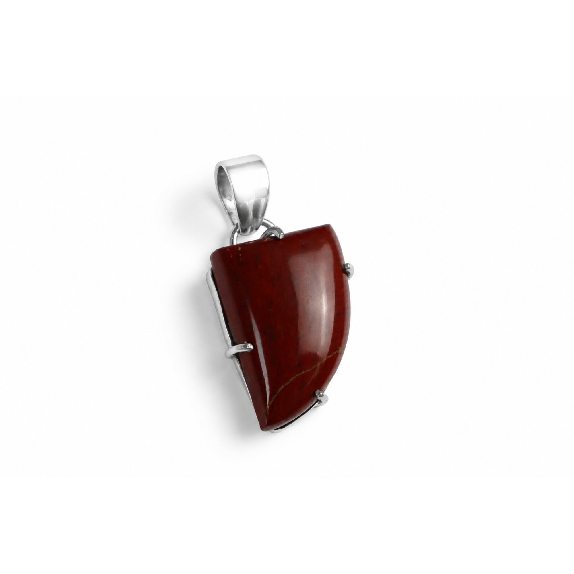 vine red Jasper 1/4 circle 925 Sterling Silver Pendant 45 mm