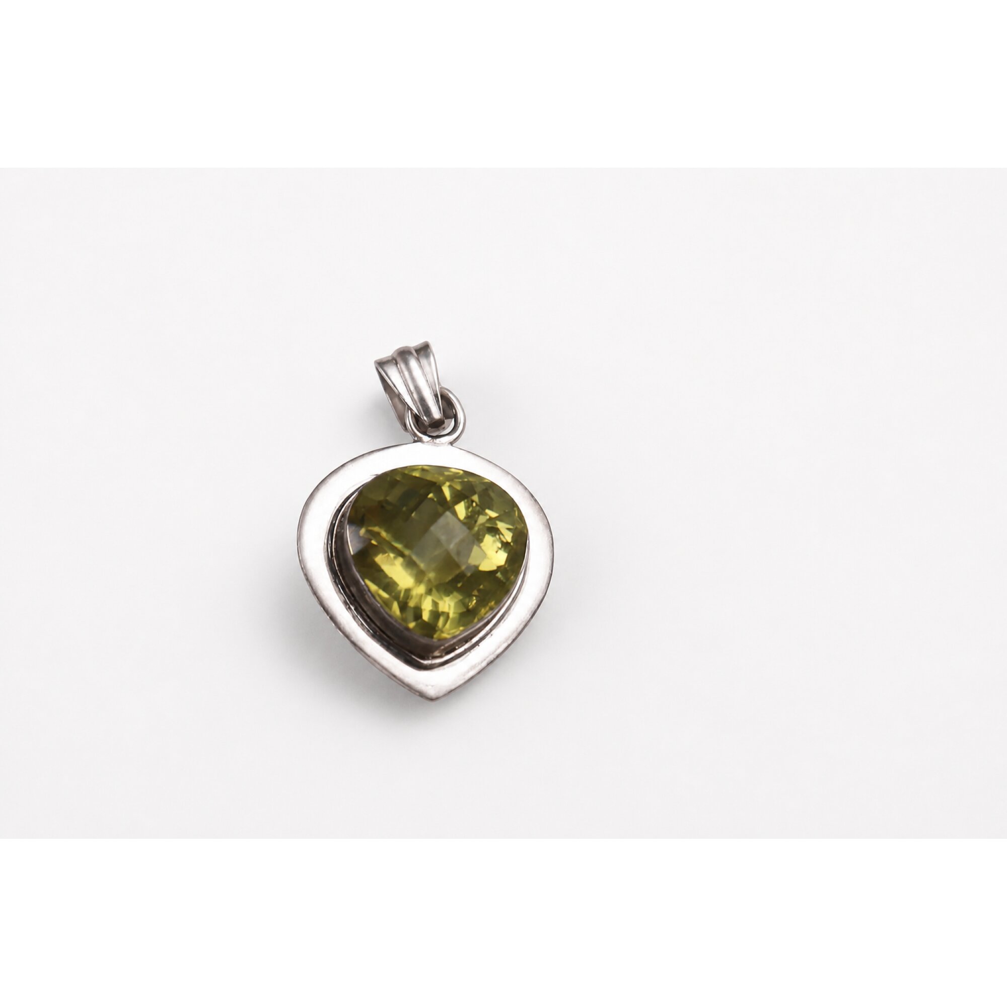 Clear yellow Natural citrine heart 925 Sterling Silver Pendant 41 mm – photo 9
