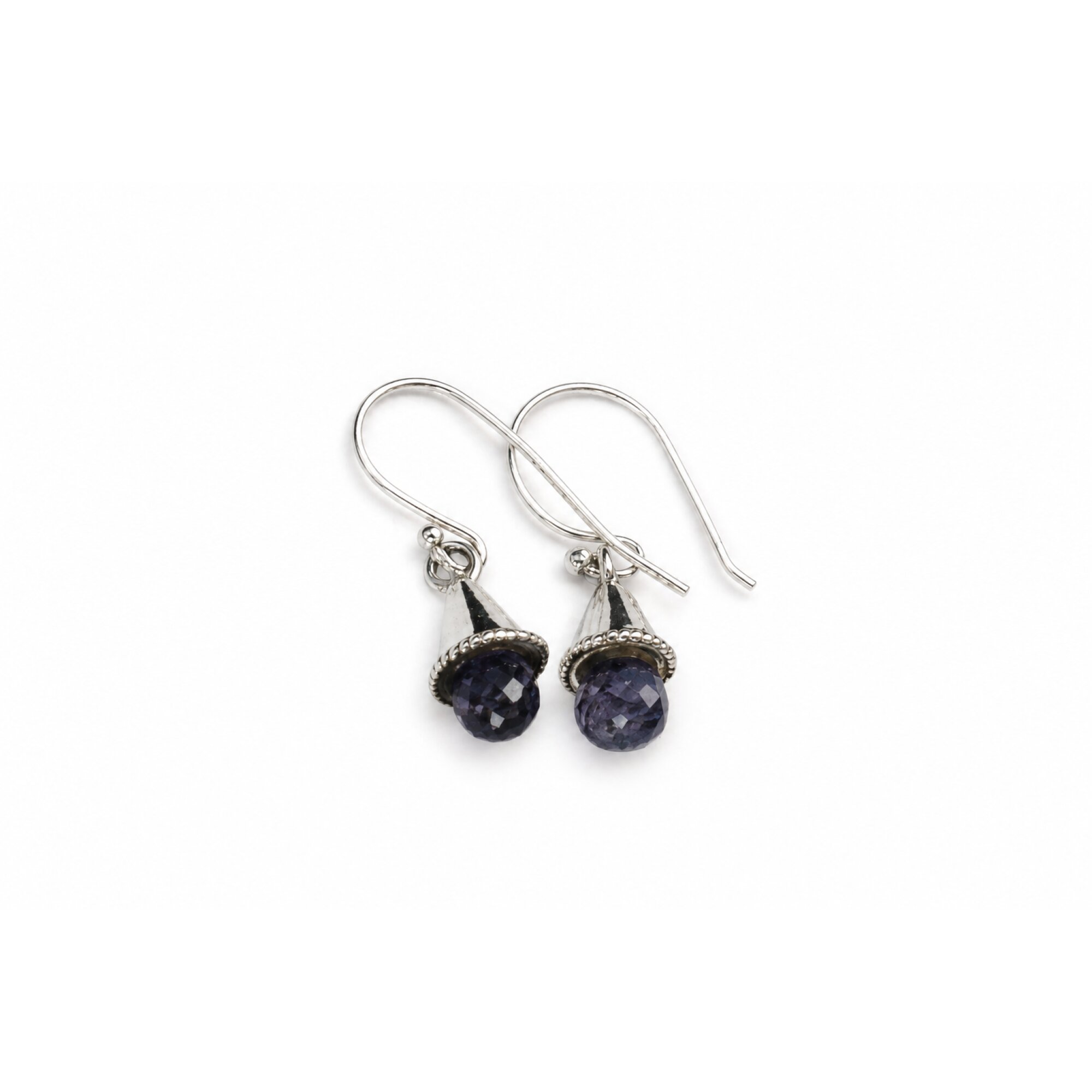 Clear blue purple Iolite pear 925 Sterling Silver Earrings 29 mm – photo 3