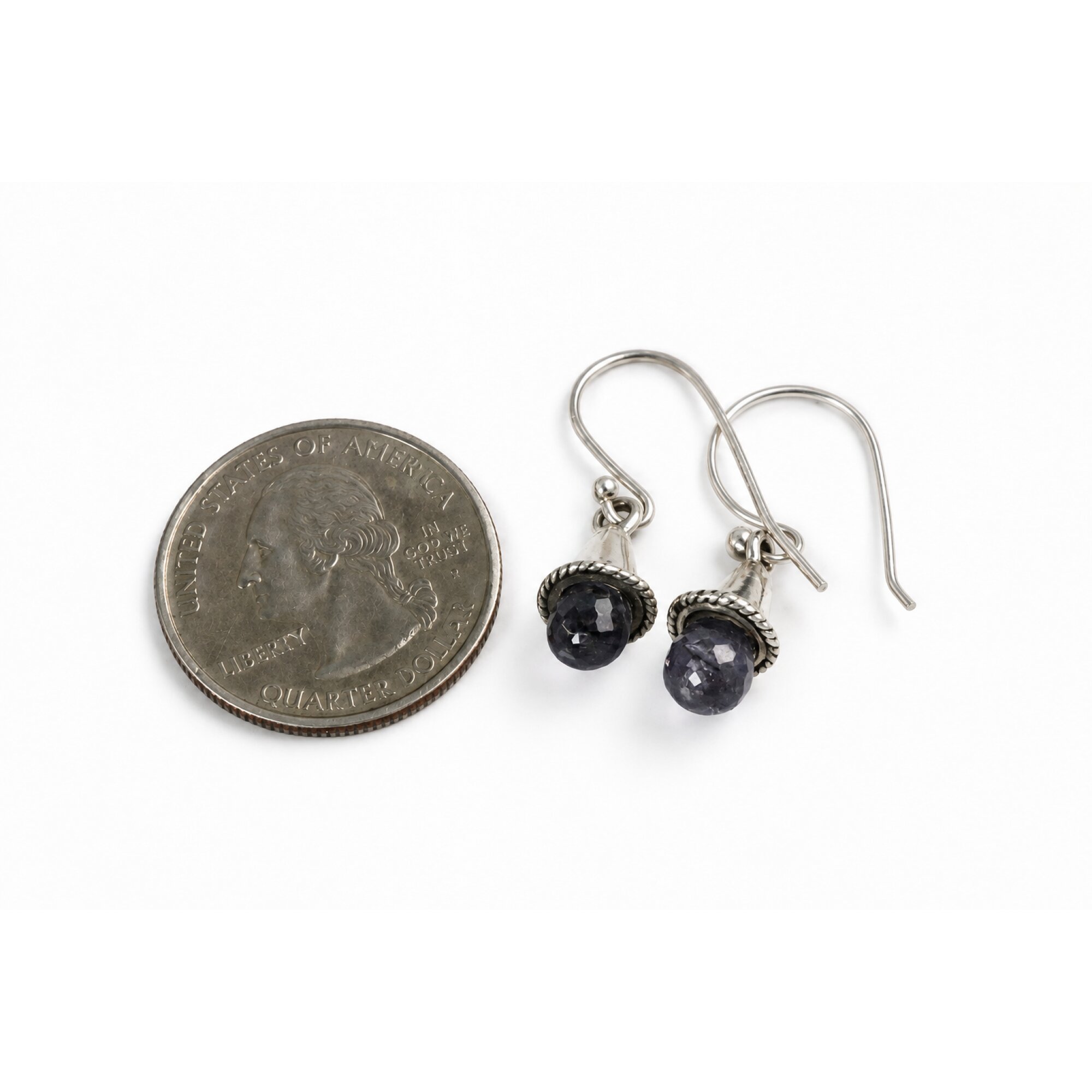 Clear blue purple Iolite pear 925 Sterling Silver Earrings 29 mm – photo 4