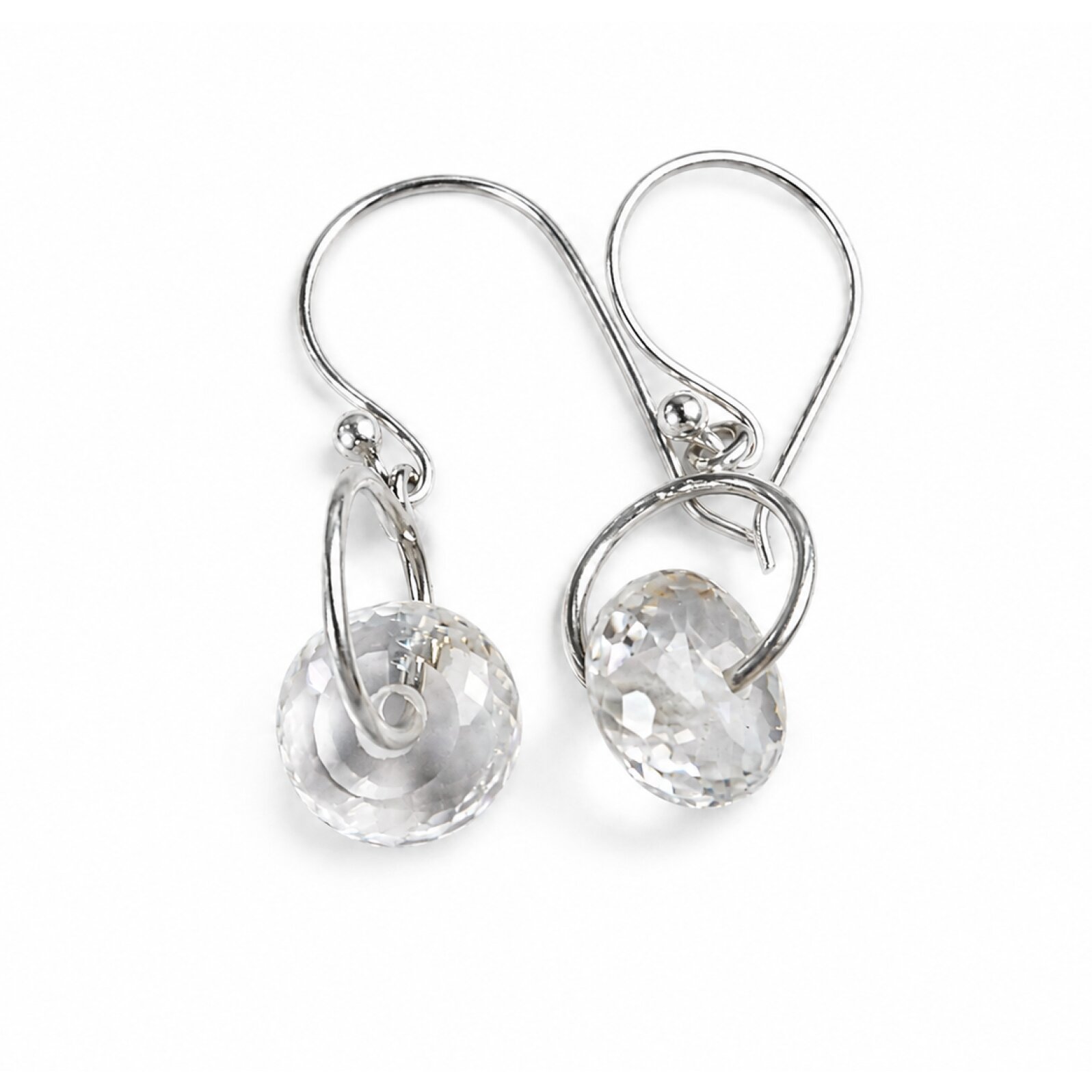 Clear white topaz Doughnut 925 Sterling Silver Earrings 33 mm