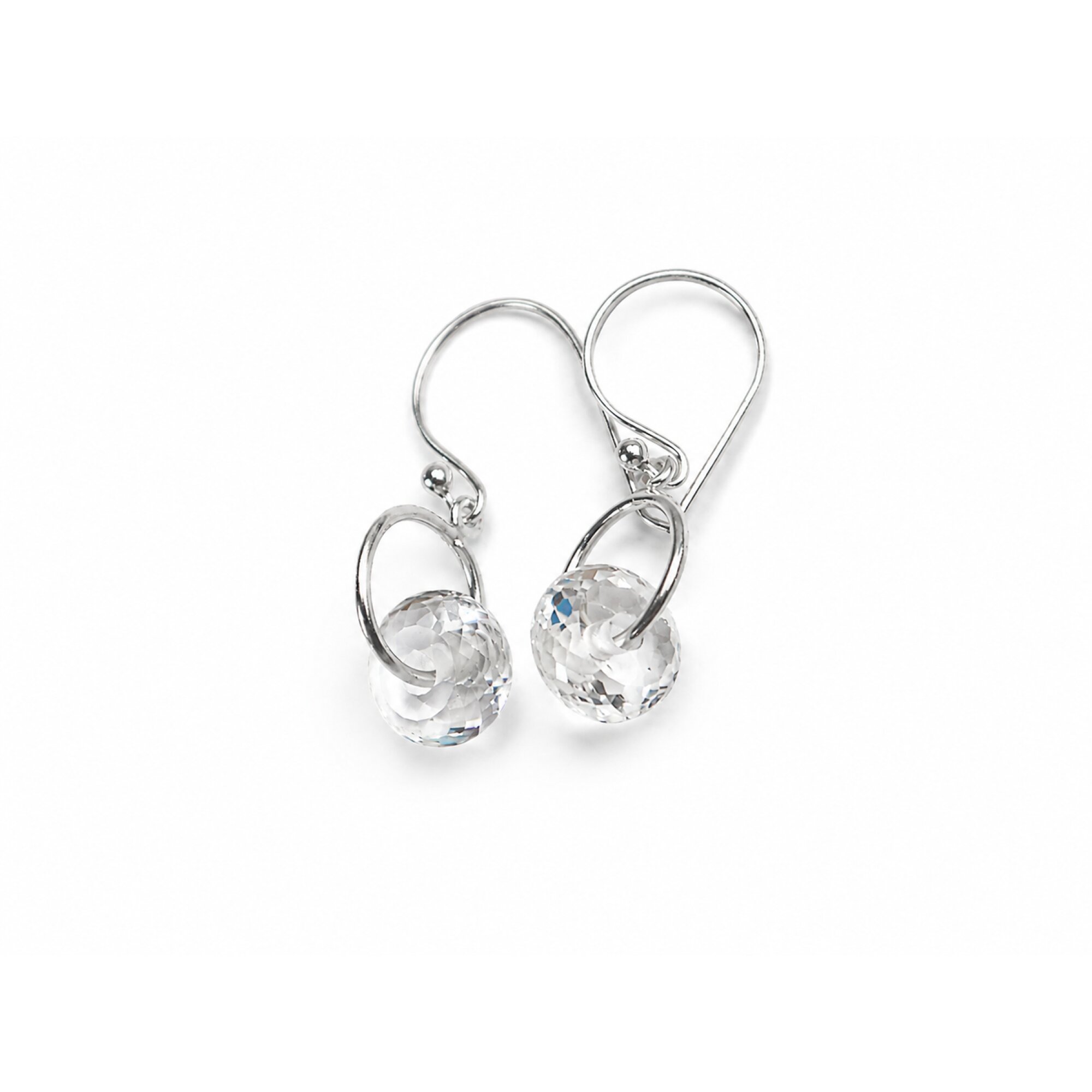 Clear white topaz Doughnut 925 Sterling Silver Earrings 33 mm – photo 6