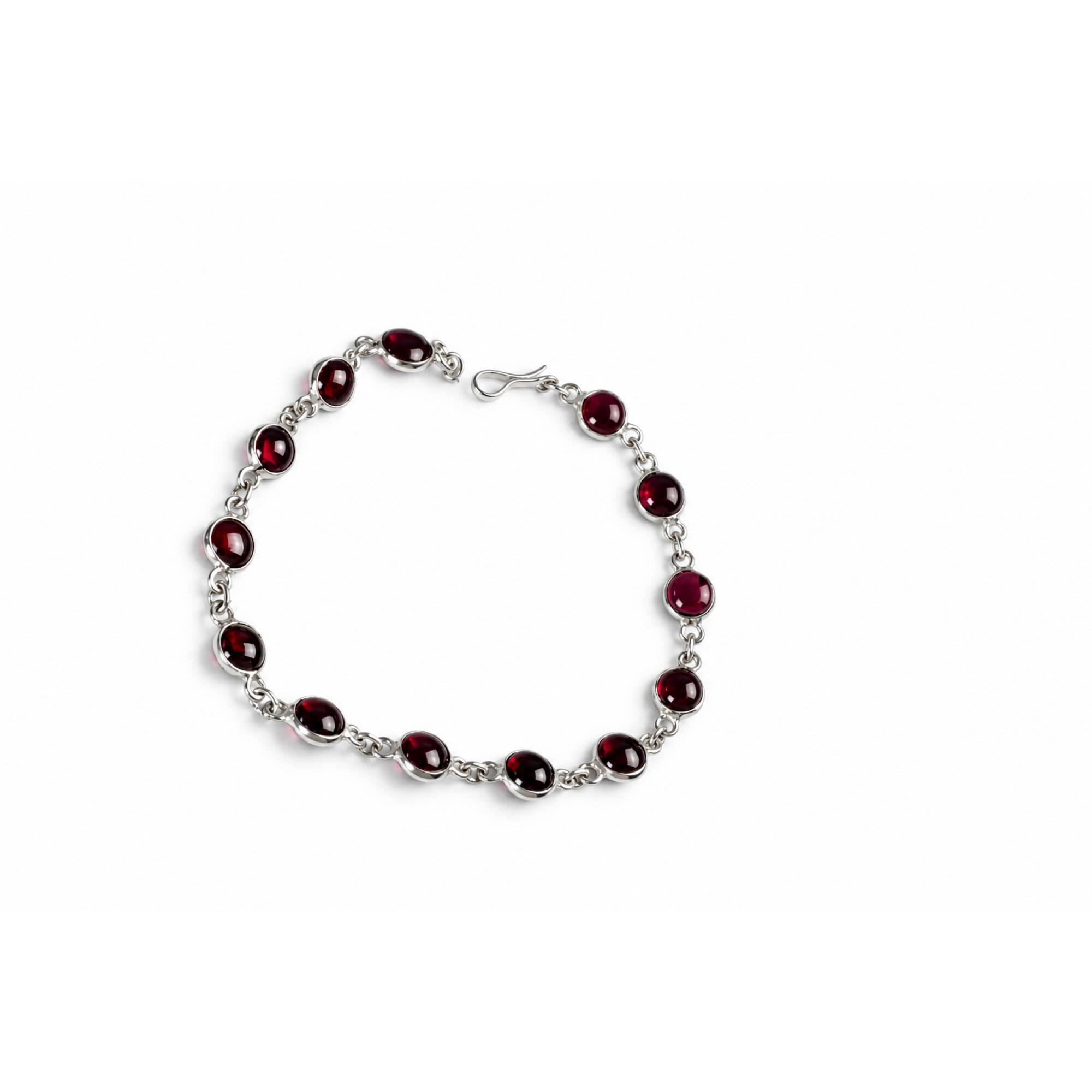 Clear red garnet round 925 Sterling Silver Bracelet 180 mm – photo 3