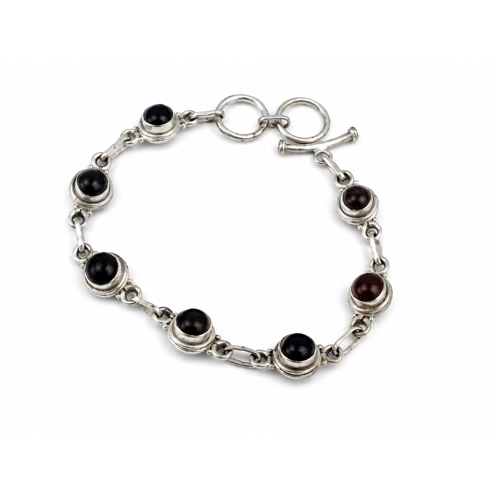 Clear red garnet round 925 Sterling Silver Bracelet 175 mm – photo 5